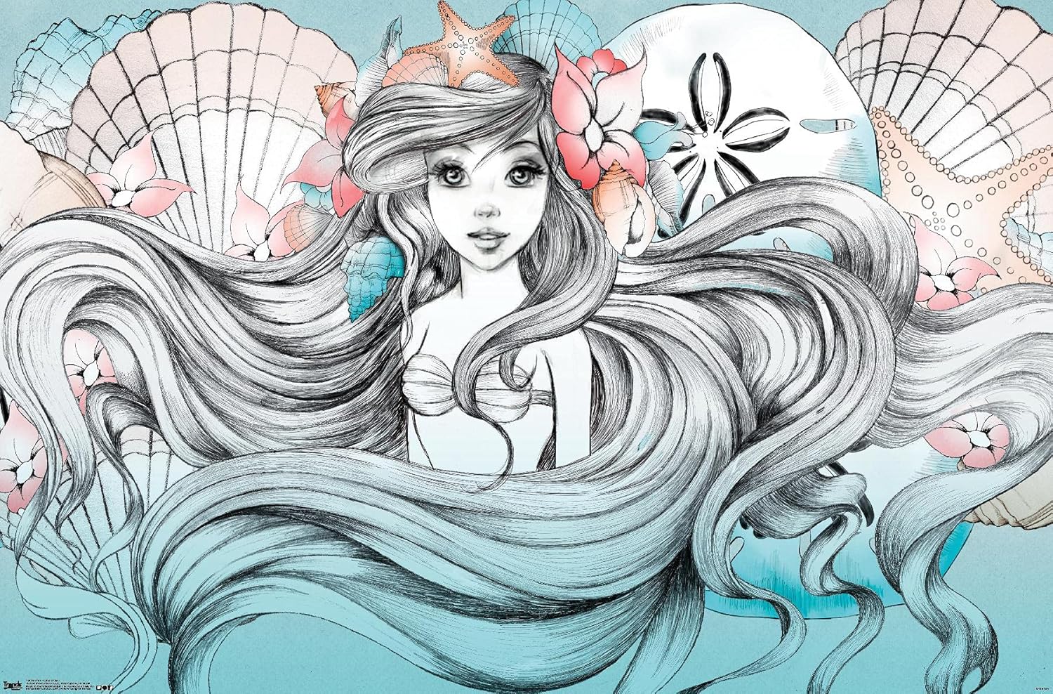 Trends International Disney La Sirenita Ariel – Póster de pared de tierra o mar, 14.725 x 22.375 pulgadas, versión premium sin marco