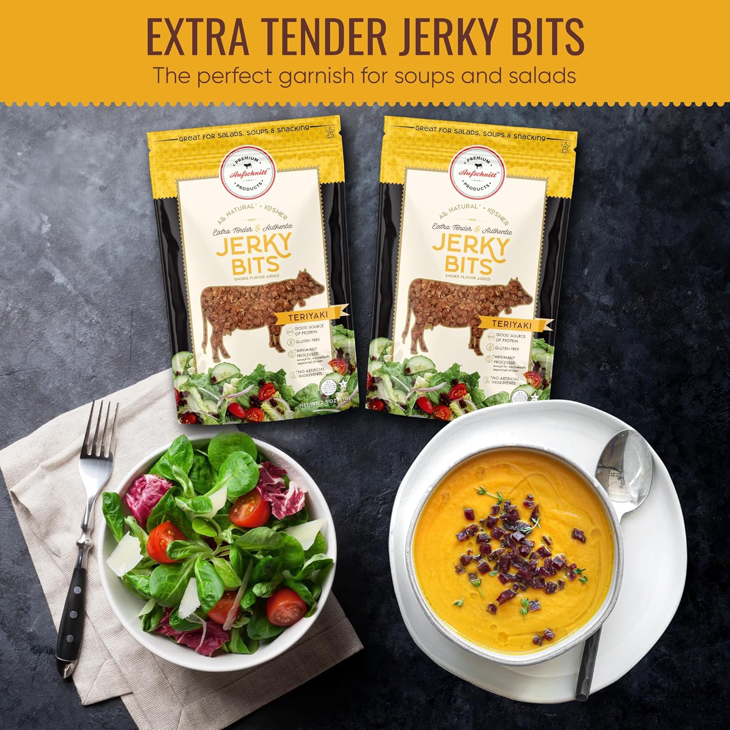 Aufschnitt Jerky Bits – Bocadillos saludables hechos de carne de res y pollo, con alto contenido de proteínas, Kosher, Halal y Keto (paquete de 2,