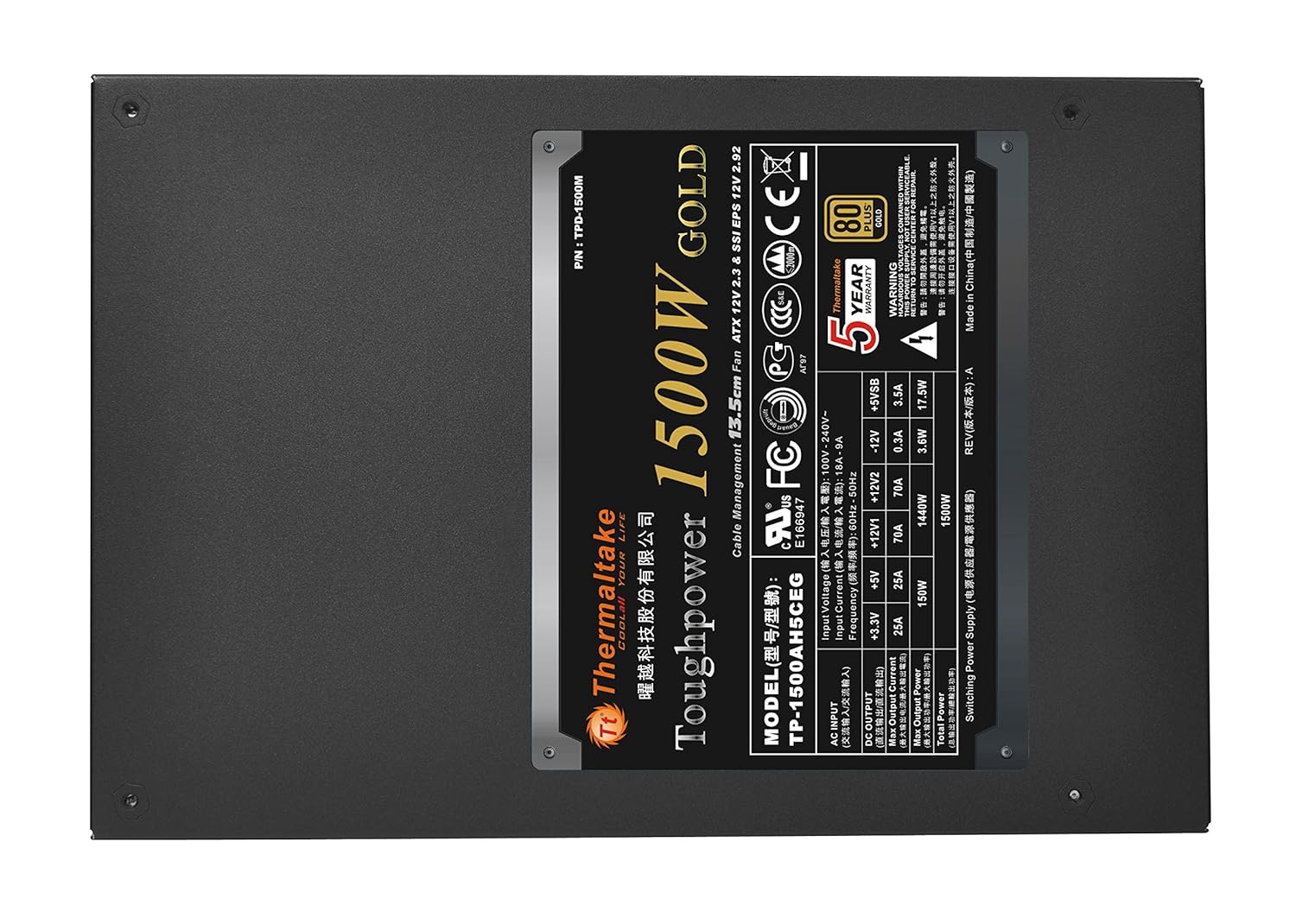 Thermaltake Toughpower PS-TPD-1500MPCGUS-1 Fuente de alimentación ultra silenciosa 1500W 80 Plus Gold ATX 12V o EPS 12V