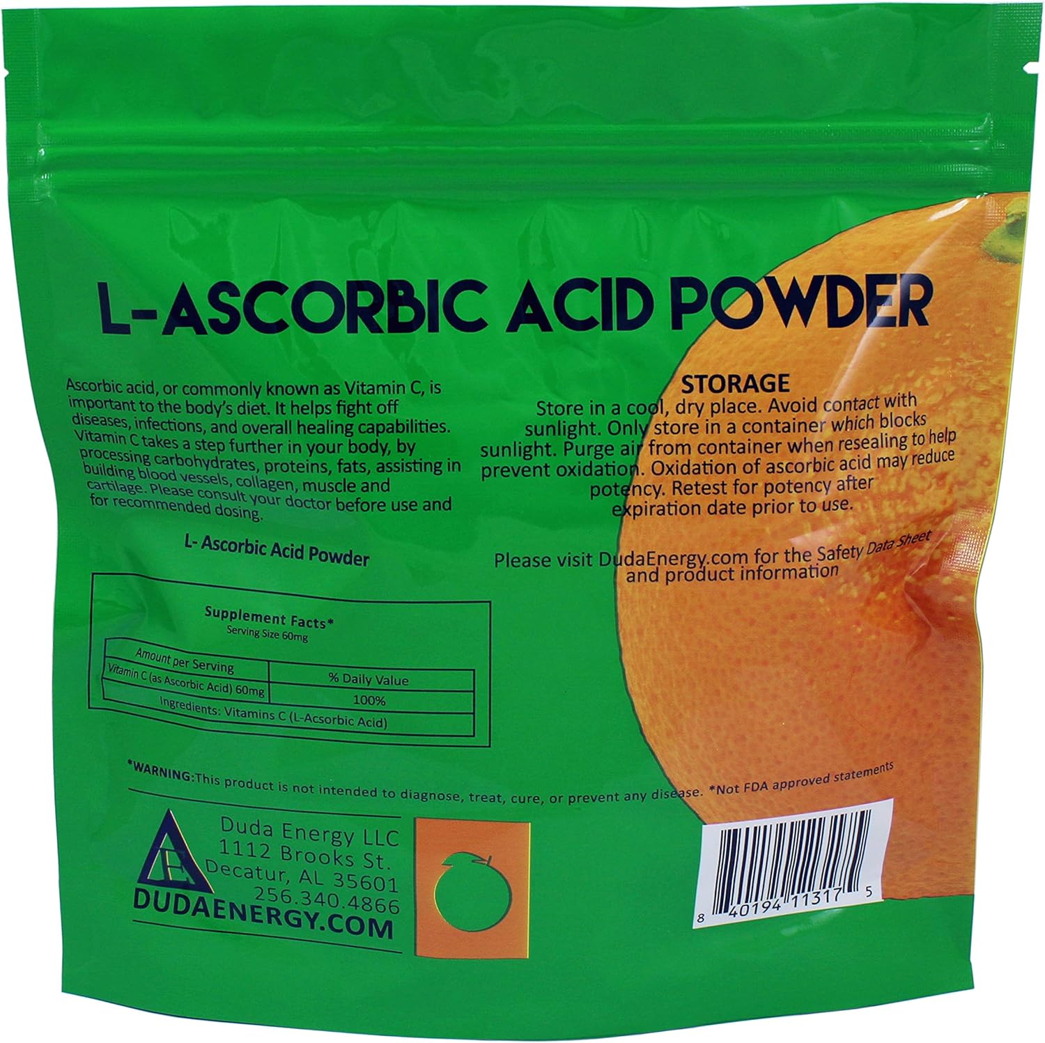 L-Ascórbico, Ácido en Polvo 99.98+%, Grado alimenticio USPBP Cristales de fermentación natural blanco puro forma de vitamina C – elige el tamaño