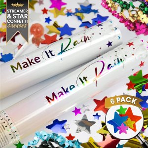 Paquete de 6 unidades de confeti multicolor  Cañón de confeti para fiestas de eventos, celebración de cumpleaños, lanzador de estrellas  Paquete de Paquete de 6 unidades de confeti multicolor  Cañón de confeti para fiestas de eventos, celebración de cumpleaños, lanzador de estrellas  Paquete de