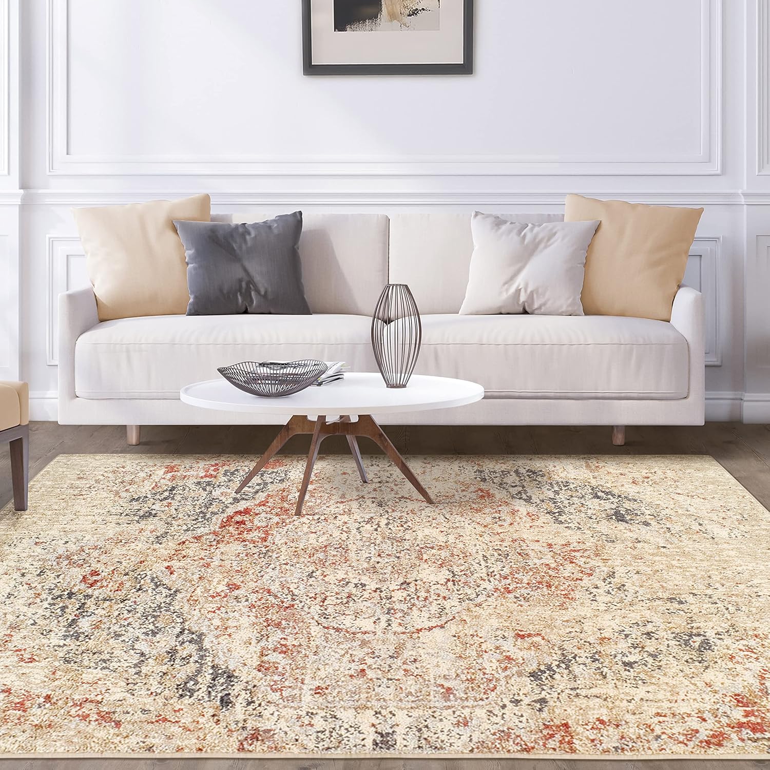 Superior Alfombra grande para interiores con respaldo de yute, decoración de suelo para sala de estar, dormitorio, guardería, madera dura, cocina,