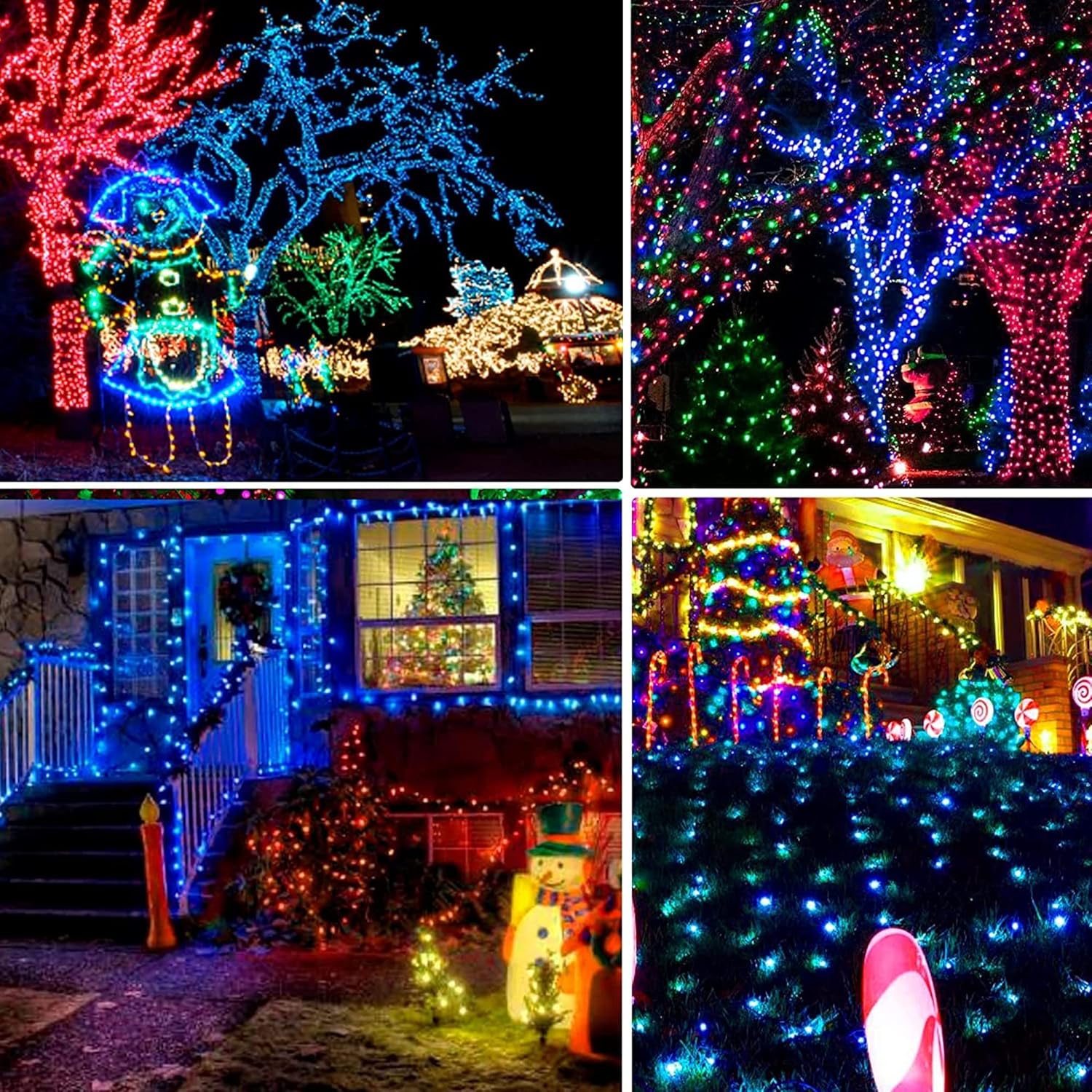 Dazzle Bright Tira de luces LED de Navidad de 132 pies, 400 luces LED de Navidad enchufables con 8 modos, decoraciones de Navidad impermeables para