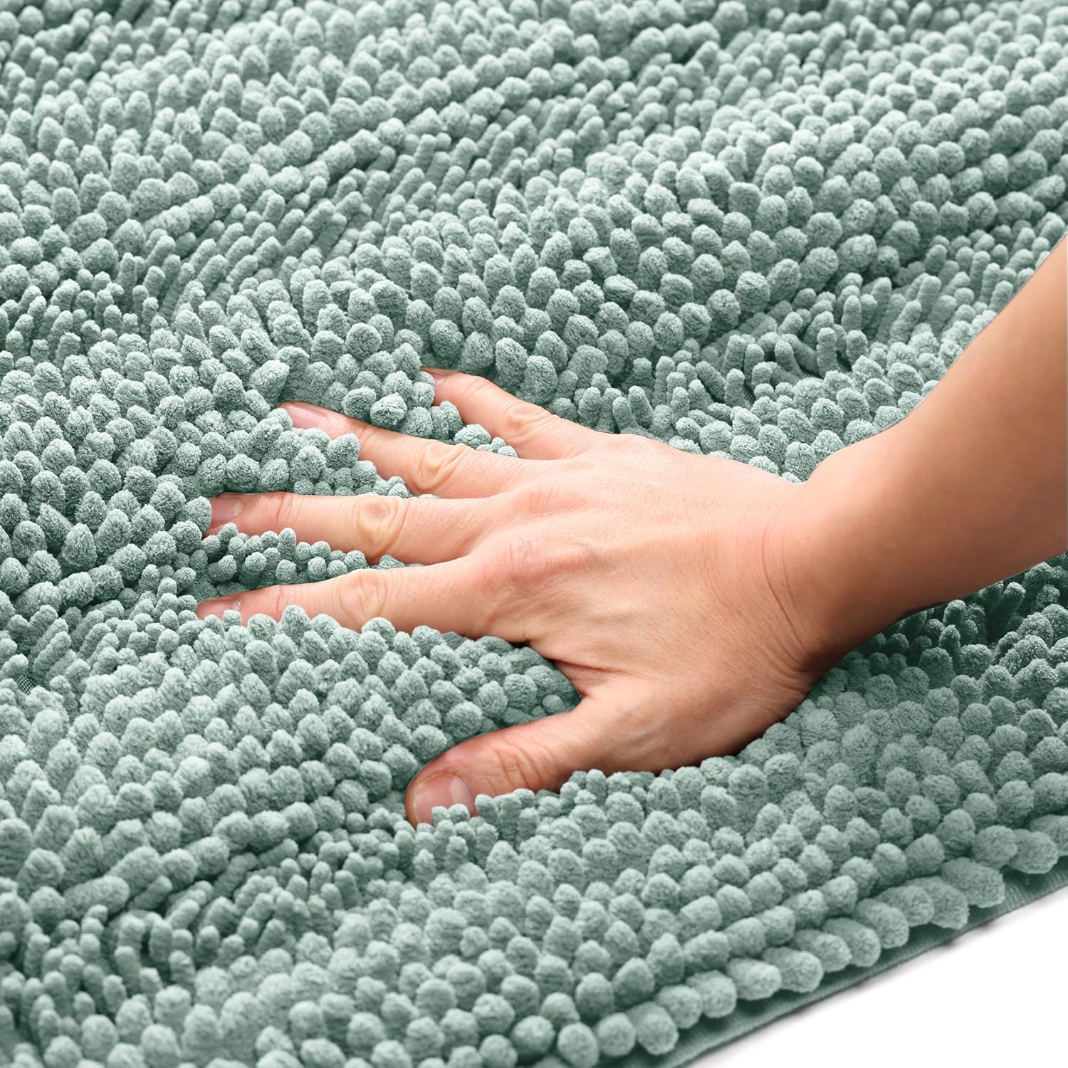 Alfombra de baño de felpilla, suave y absorbente antideslizante alfombra de baño, alfombra de felpa para bañera y ducha, lavable a máquina