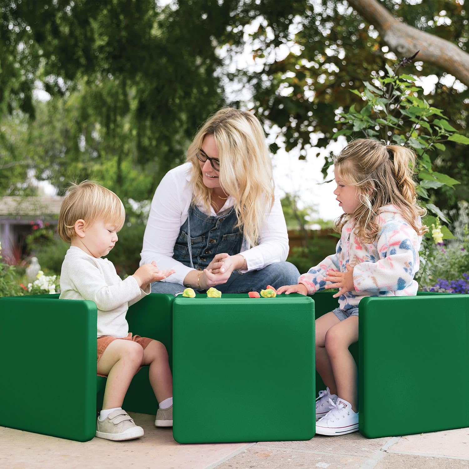 ECR4Kids Tri-Me 3 en 1 silla cubo, muebles para niños, color verde