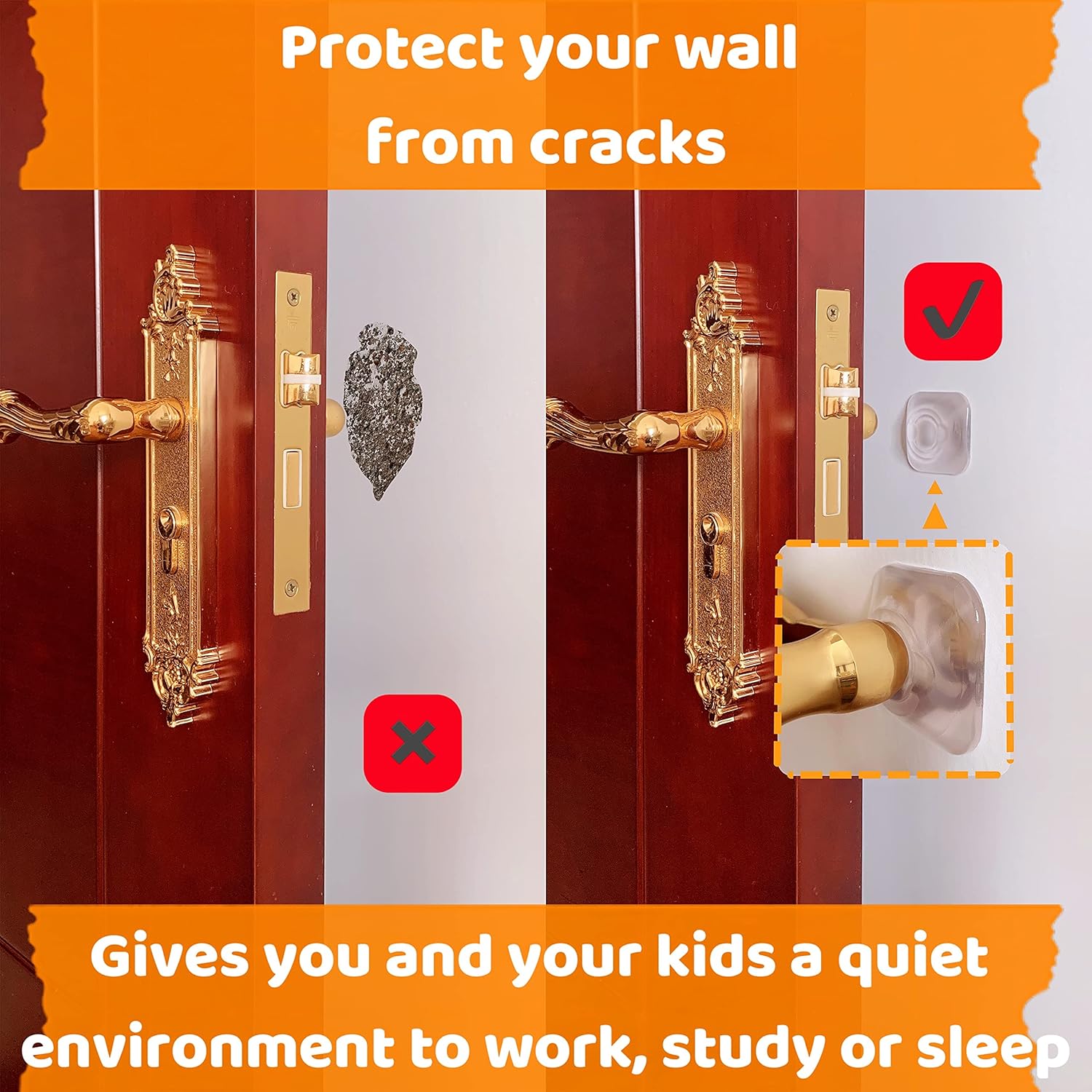 Yunshan Tope de puerta (6 unidades, 1.97 pulgadas), protector de pared de goma transparente, protector de pared para manija de puerta autoadhesivo,