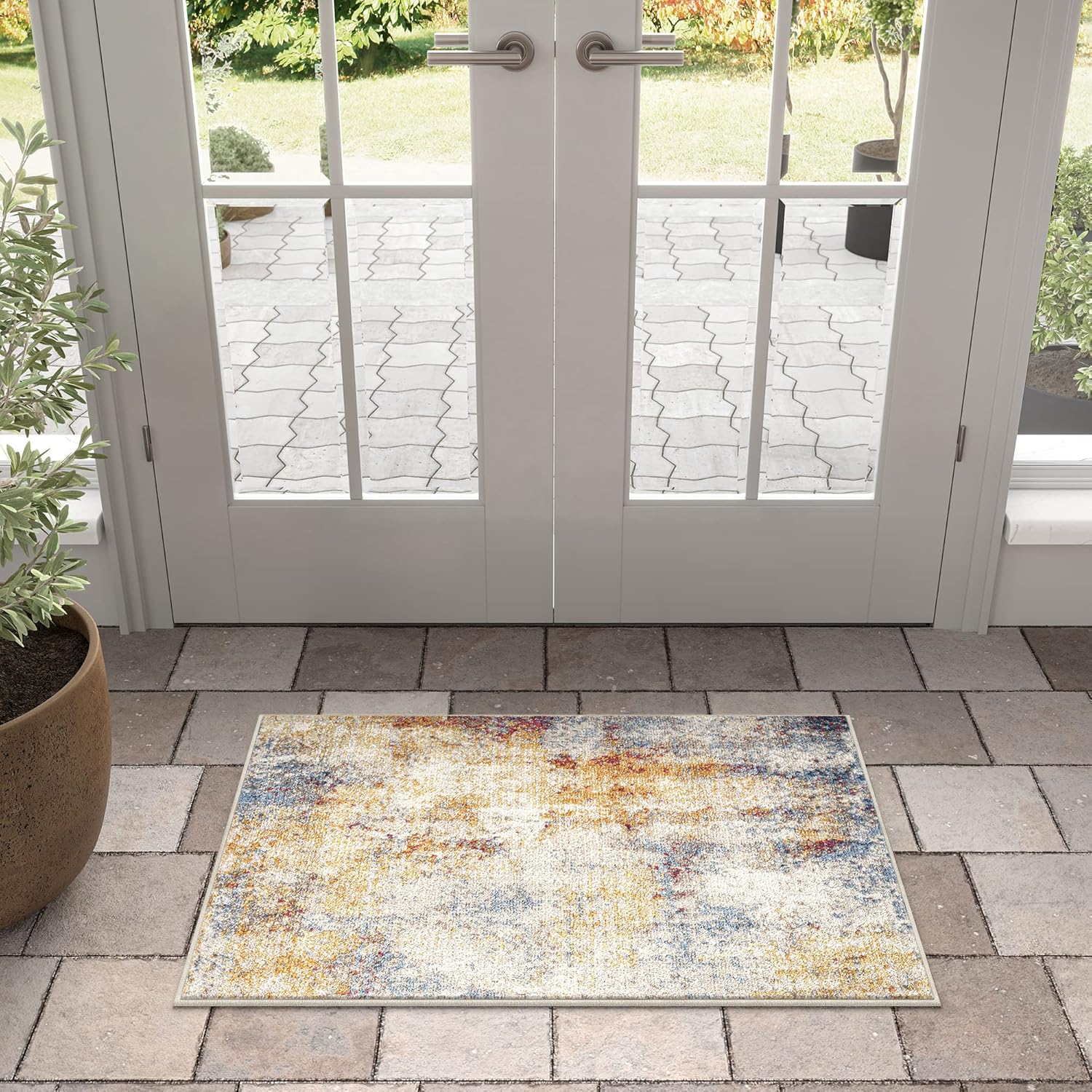 Tayse CHL1301 – Alfombra pequeña de 2 x 3 pies, moderna, para sala de estar, comedor, dormitorio, entrada interior, entrada, alfombra para sala de