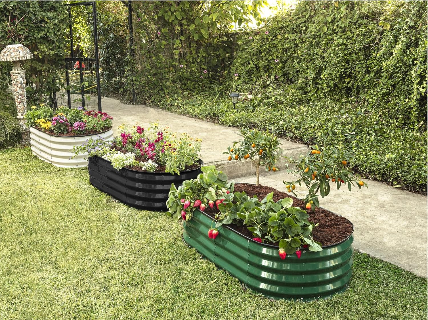Camas de jardín elevadas galvanizadas al aire libre  4 x 2 × 1 pie plantador elevado camas elevadas para jardinería, verduras, flores  Caja de
