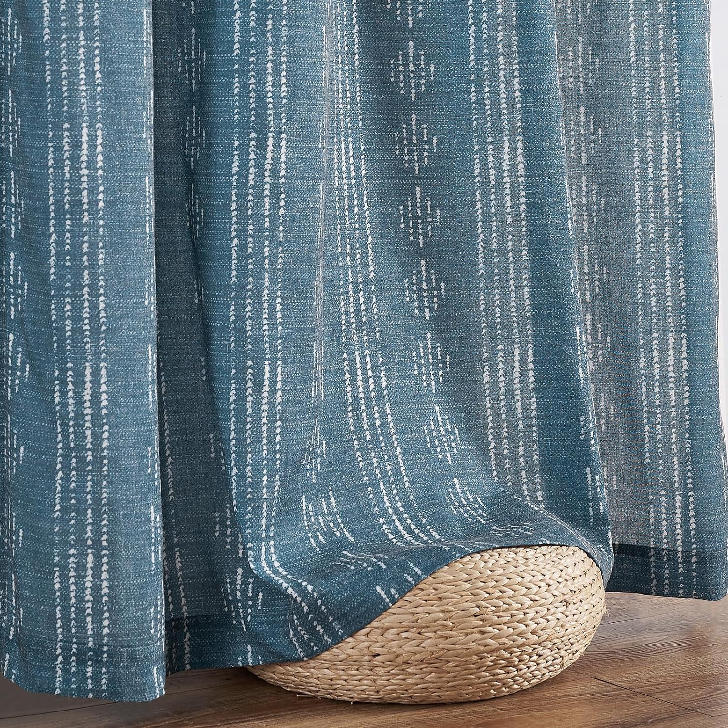jinchan Cortinas bohemias de lino para sala de estar, cortinas bohemias azules de 108 pulgadas de largo para dormitorio, extralargas,
