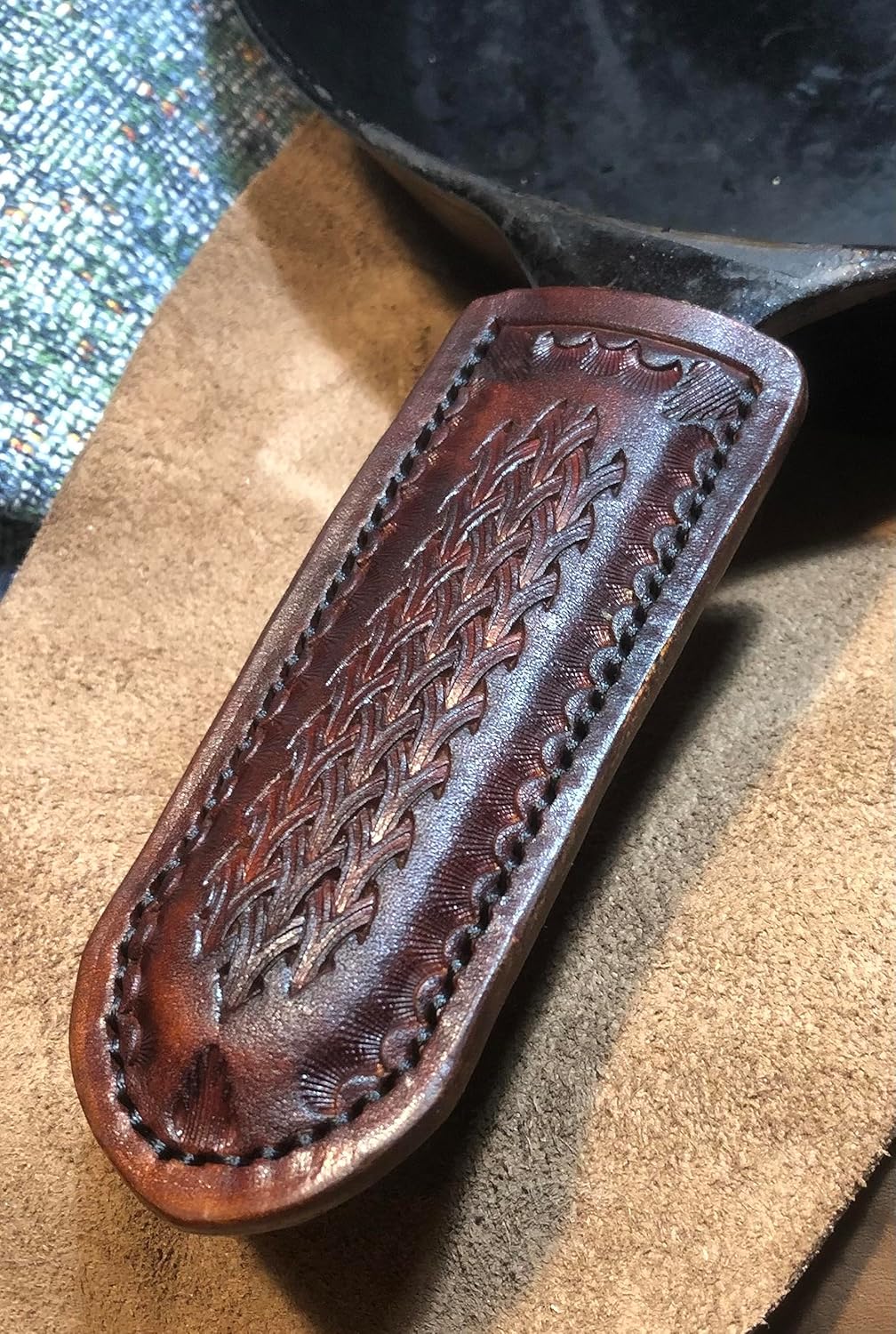 Leather Cast Iron Pan Handle Sleeve