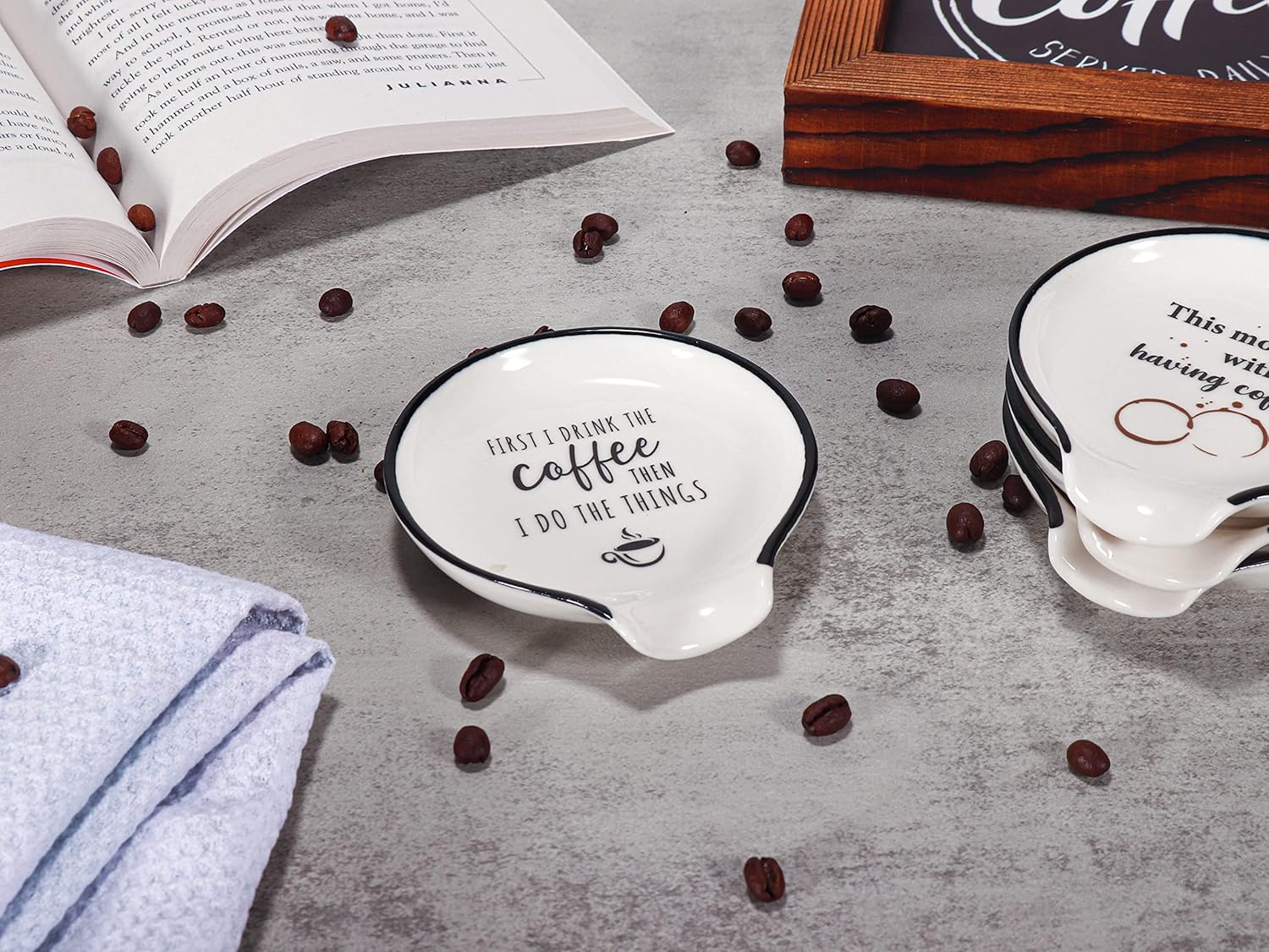 Soporte para cuchara de café, decoración de mesa de bar, accesorios para amantes del café, 03