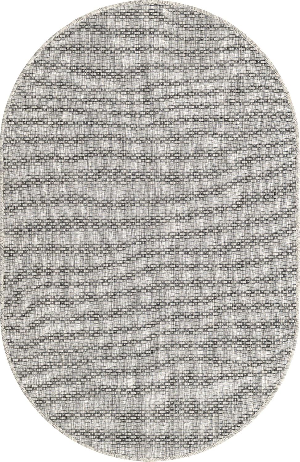 Rugs.com Outdoor Solid Collection – Alfombra ovalada de tejido plano gris claro de 3 x 5 pies perfecta para salas de estar, comedores grandes y