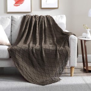 Walensee – Manta para sofá, manta tejida 100% acrílica, manta decorativa ligera con borlas para silla, cama, sofá, viaje, apta para todas las Walensee – Manta para sofá, manta tejida 100% acrílica, manta decorativa ligera con borlas para silla, cama, sofá, viaje, apta para todas las