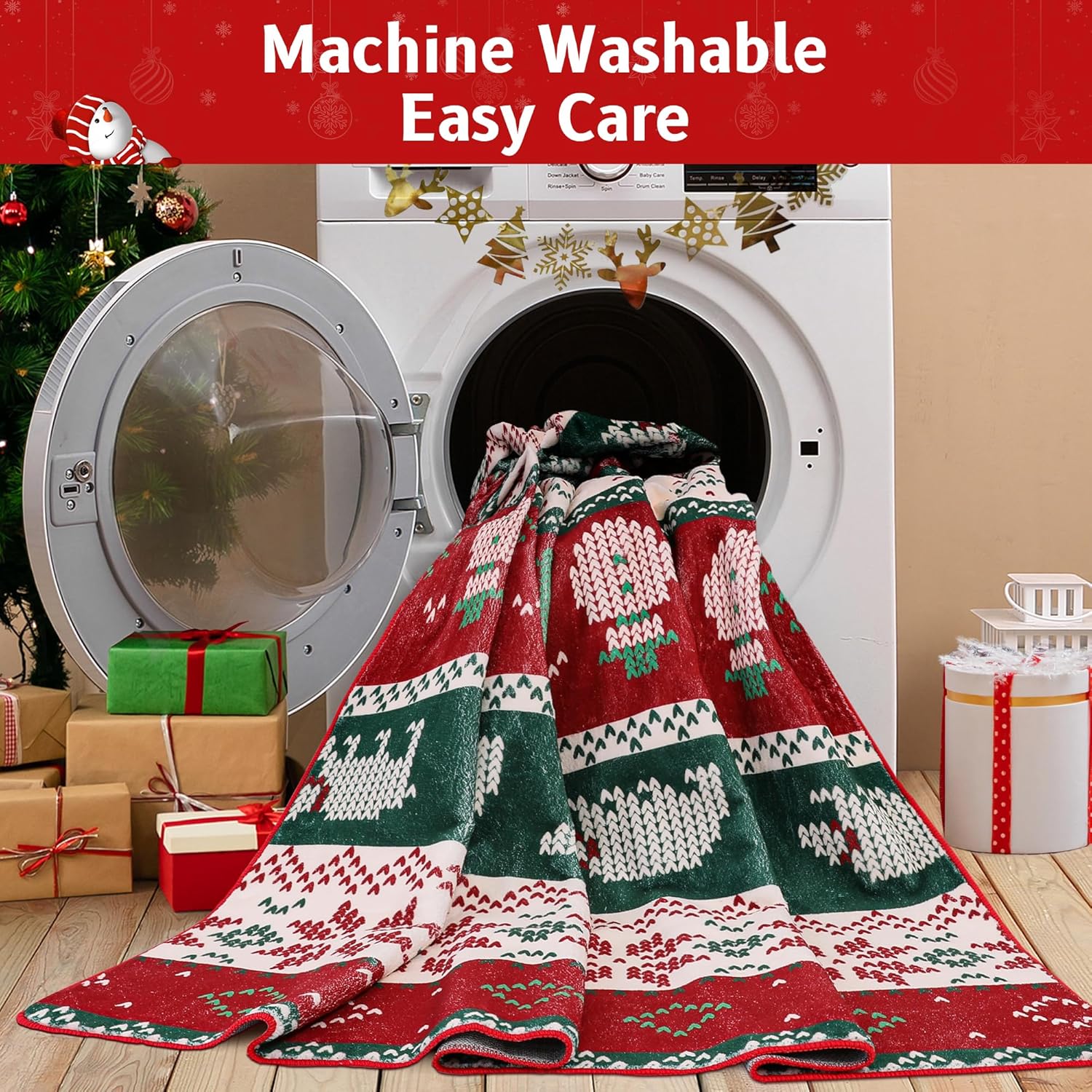 Alfombras de dormitorio para sala de estar, alfombra de Navidad de 5 x 7, lavable a máquina, decoración de vacaciones, cubierta de suelo, con