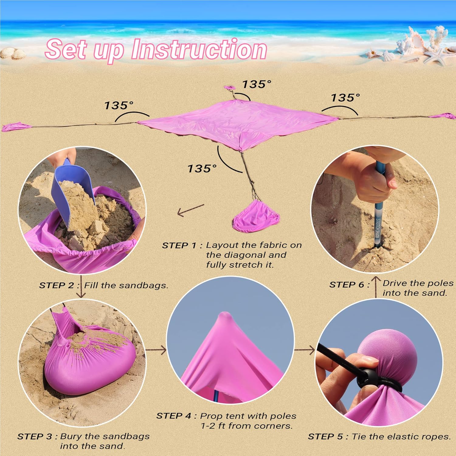 CROWN SHADES Tienda de campaña de playa portátil de 7 x 7 pulgadas, refugio solar UPF50+, toldo al aire libre para 2 a 4 personas con aluminio