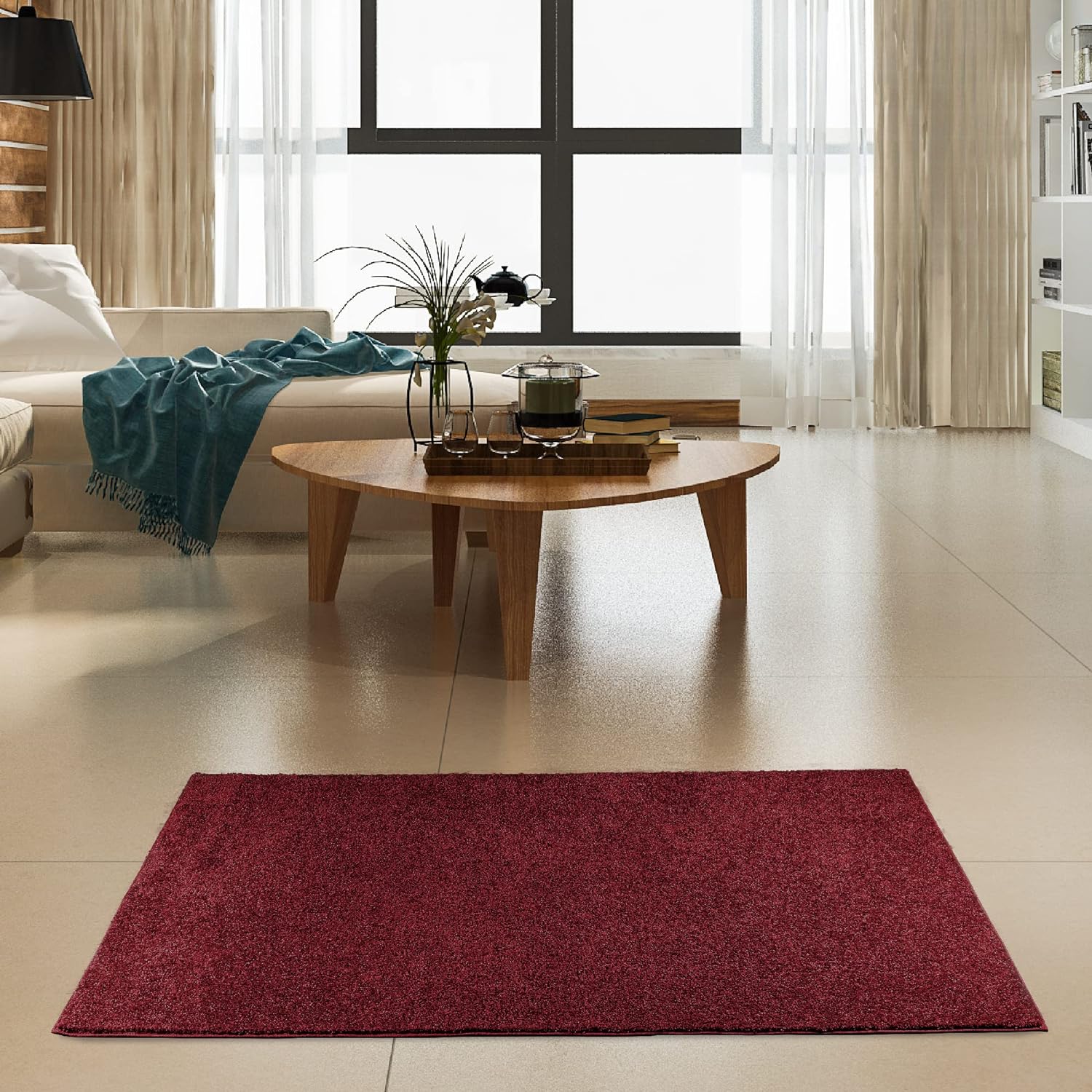 Alfombrilla de color liso, de felpa, moderna, alfombra adecuada para los niños y mascotas Fabricada en EE.UU., forma rectangular, alfombrilla ideal