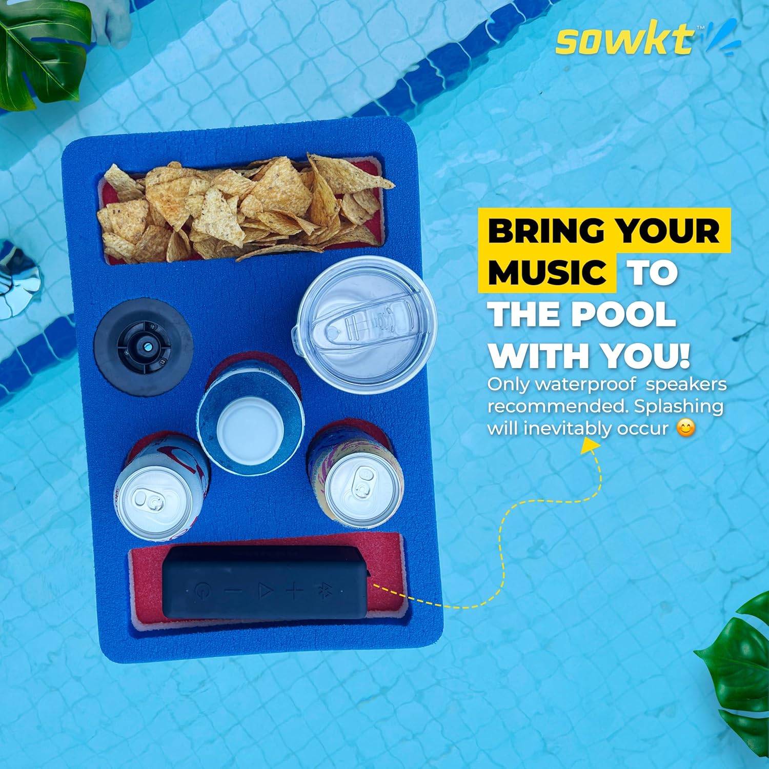SOWKT – Soporte flotante para bebidas para piscinas y jacuzzis con ojales, flotadores de espuma para bebidas de piscina, capacidad para hasta 4