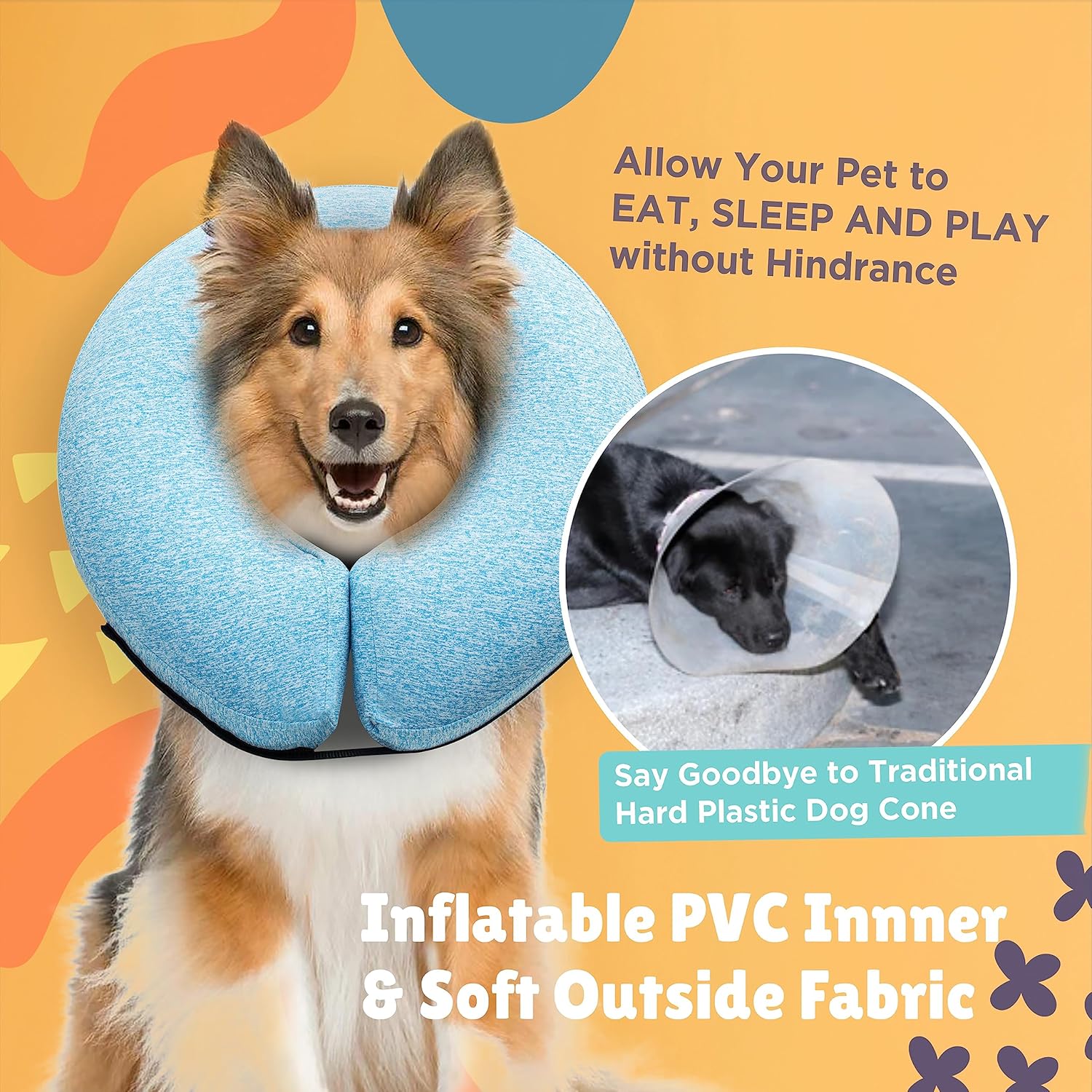 Big Ant Collar inflable protector para perros y gatos, cono suave para perros después de la cirugía, collar de dona para cuello de perro, collar de