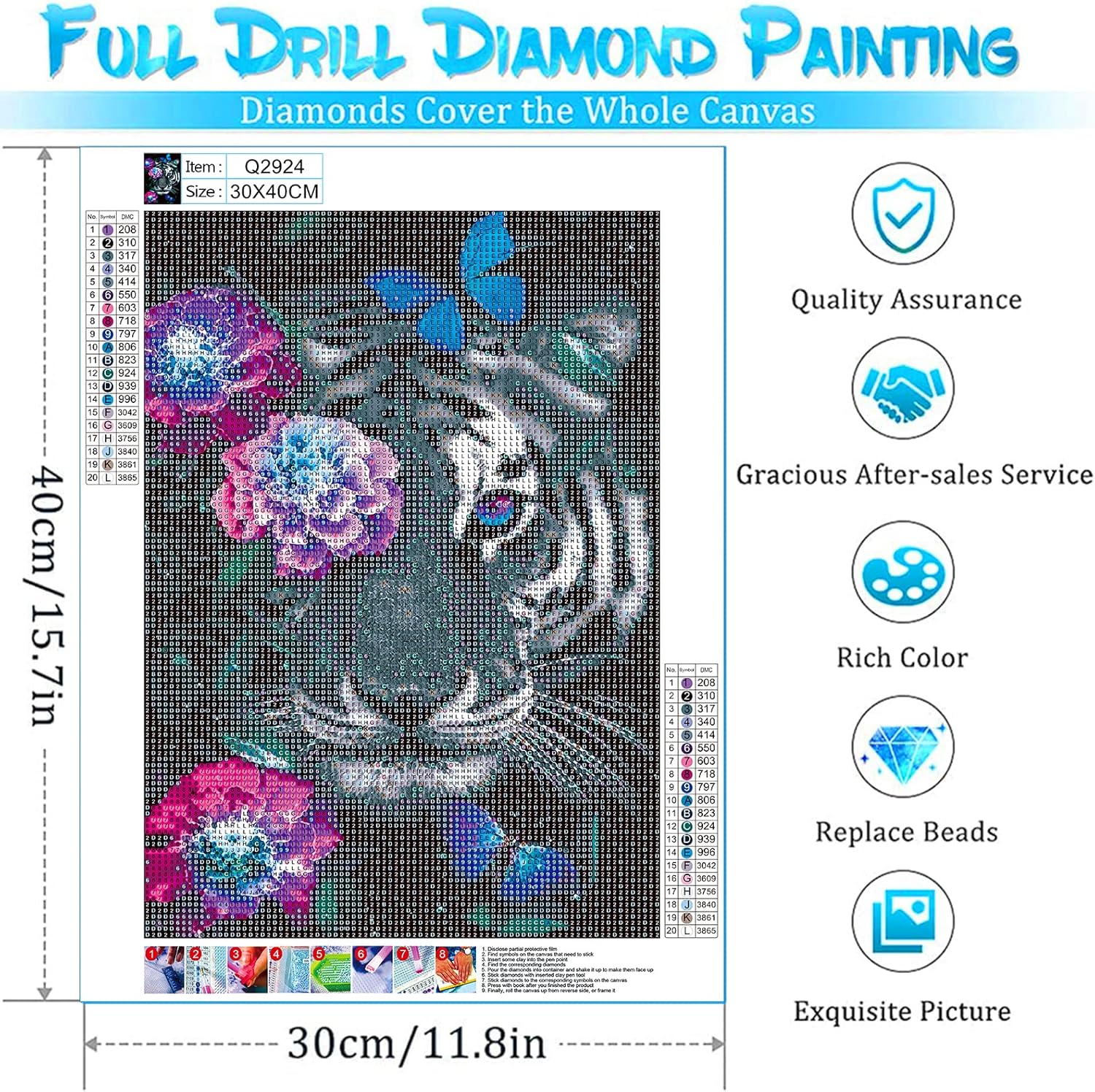 Pintura de diamante 5D con diseño de guepardo para bricolaje, pintura de diamantes de animales, kit de accesorios de pintura de diamante, accesorios