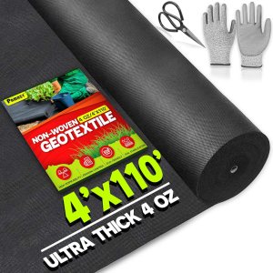 Premium Tela geotextil no tejida de 4 onzas, 4 pies x 110 pies (guantes y tijeras incluidos), tela de drenaje resistente para drenaje francés, Premium Tela geotextil no tejida de 4 onzas, 4 pies x 110 pies (guantes y tijeras incluidos), tela de drenaje resistente para drenaje francés,