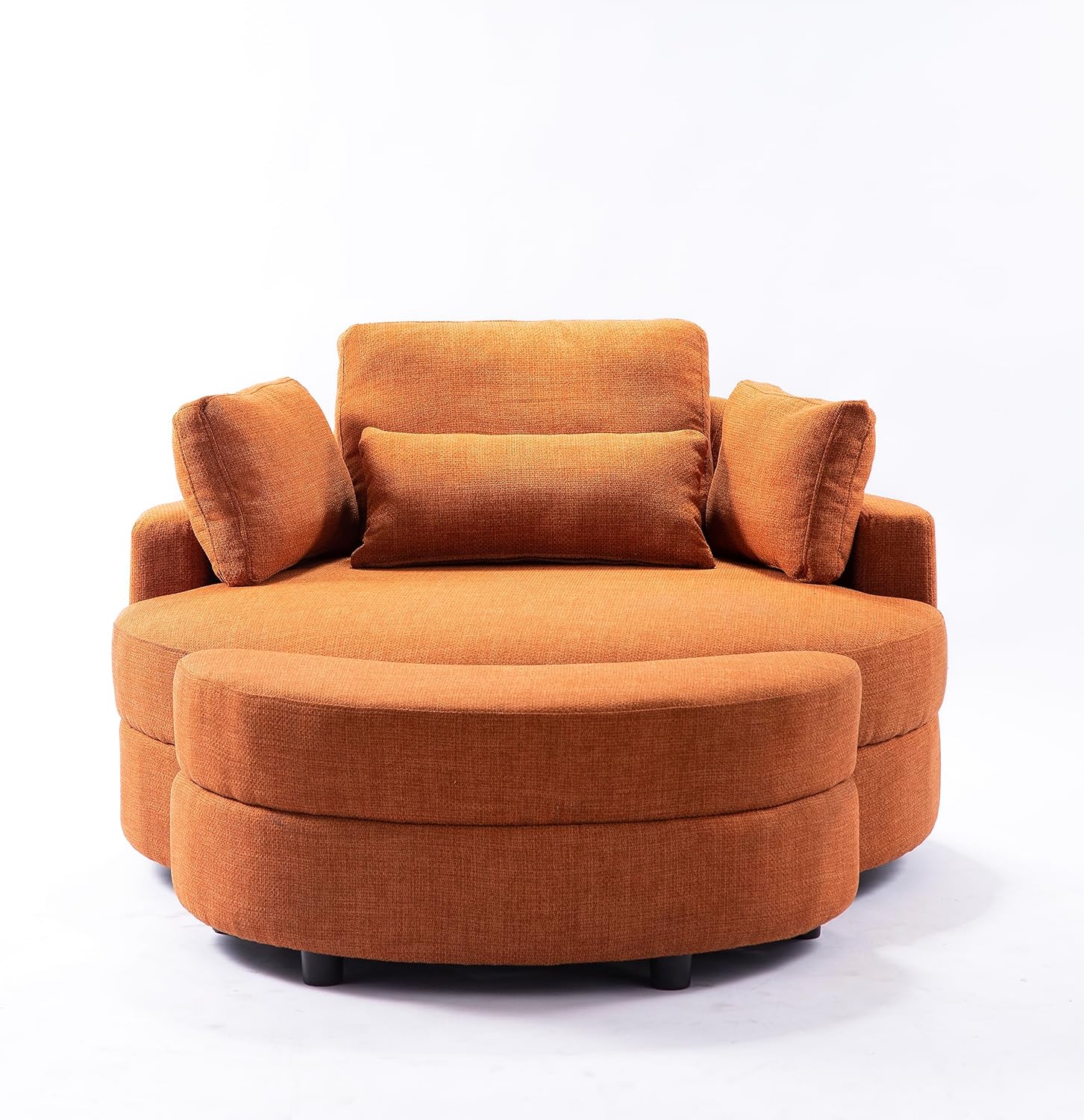 YUNLife&Home Silla de barril de acento de gran tamaño con otomana de almacenamiento + 4 almohadas, moderno y cómodo sofá reclinable tapizado para