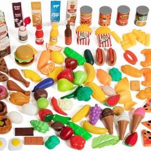 IQ Toys – Juego de lujo de 120 piezas de comestibles, juego piezas de plástico duro de juguete para cocinar, hornear, surtido de comestibles para IQ Toys – Juego de lujo de 120 piezas de comestibles, juego piezas de plástico duro de juguete para cocinar, hornear, surtido de comestibles para