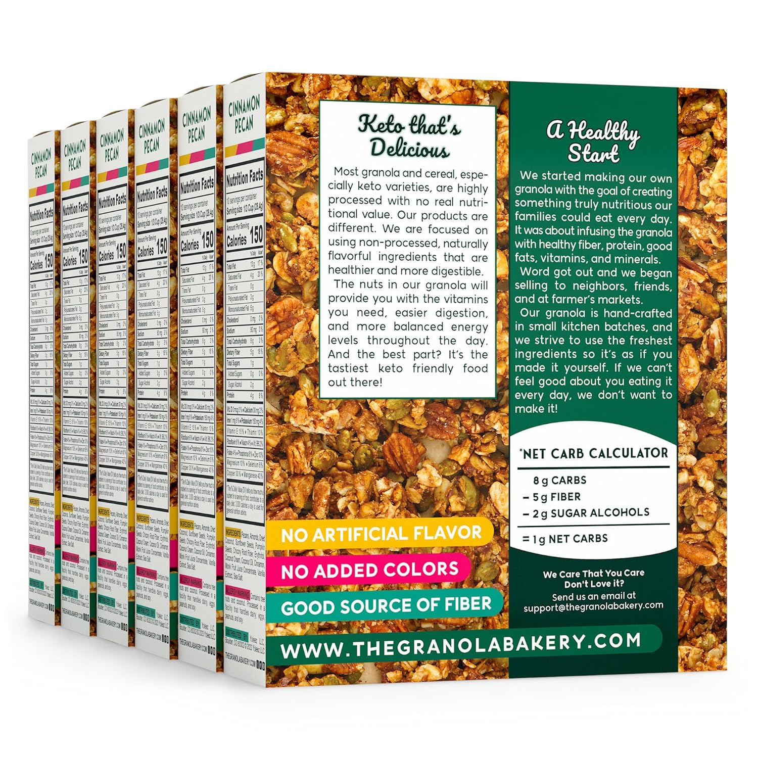 TGB Granola Keto de canela  0.04 oz de cereal de carbohidratos netos  Bocadillo de nueces bajas en carbohidratos, sin gluten, 10 onzas (paquete de 6)