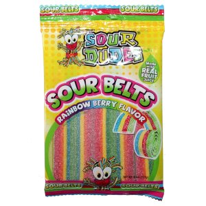 Sour Dudes (1) Bolsa Sour Belts – Sabor a bayas de arco iris – Hecho con jugo de fruta real Sour & Sweet Candy – 4.5 onzas Sour Dudes (1) Bolsa Sour Belts – Sabor a bayas de arco iris – Hecho con jugo de fruta real Sour & Sweet Candy – 4.5 onzas