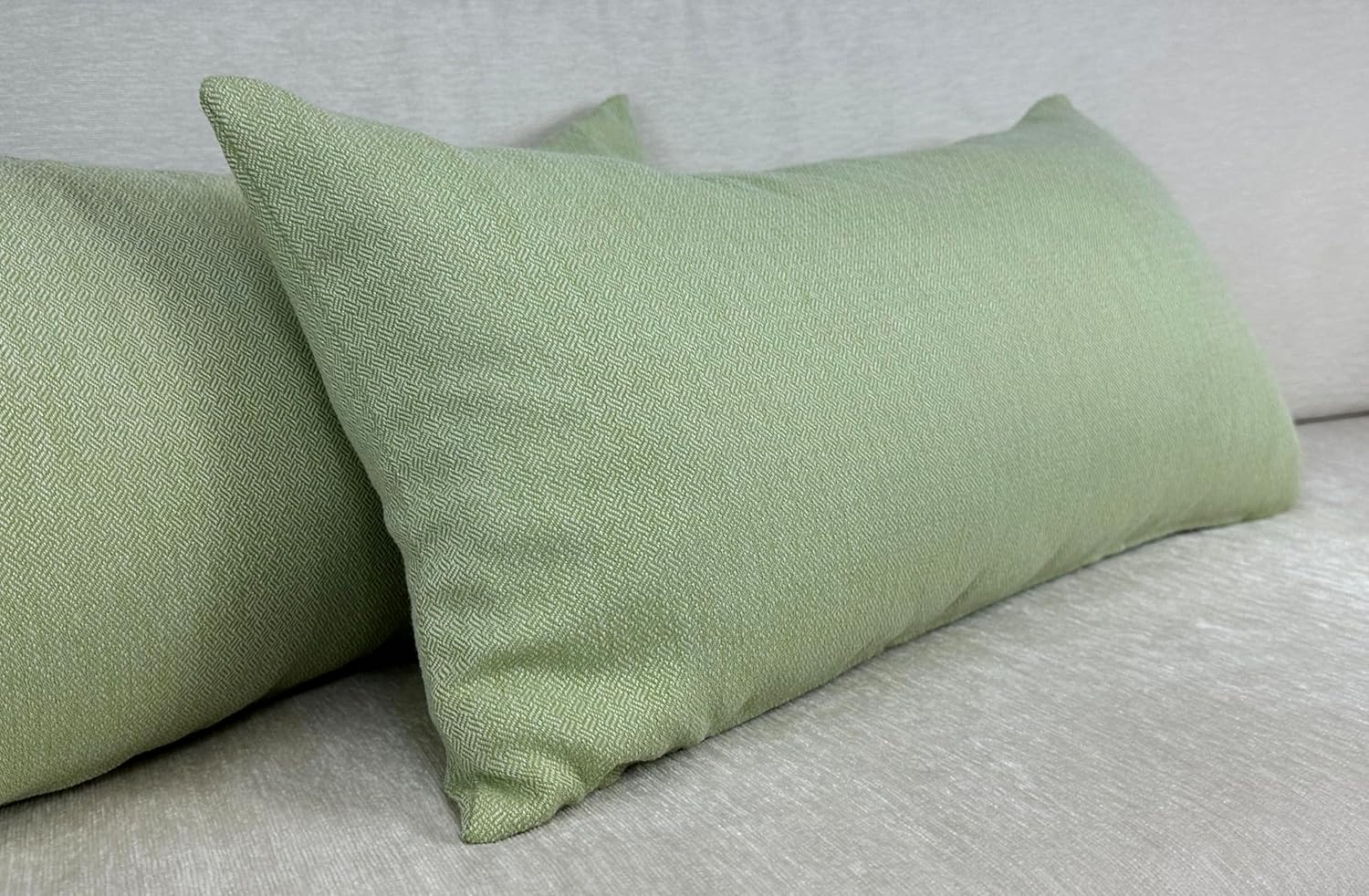Aiking – 2 fundas de almohada lumbar, 100% poliéster, 12 x 24 pulgadas, cepillado, cierre de cremallera, verde azulado