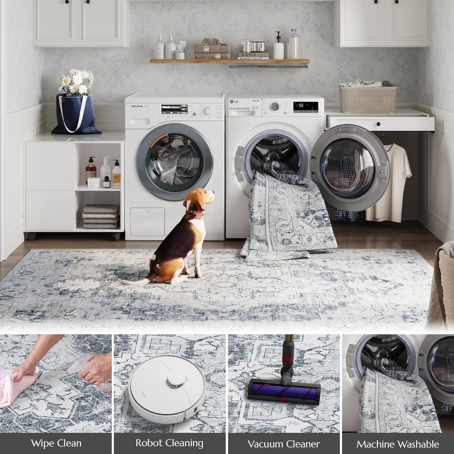 jinchan – Tapete vintage de pasillo de 3 x 7, lavable con estampado retro, antideslizante, de pelo bajo, delgado, desgastado, para baño, cocina,