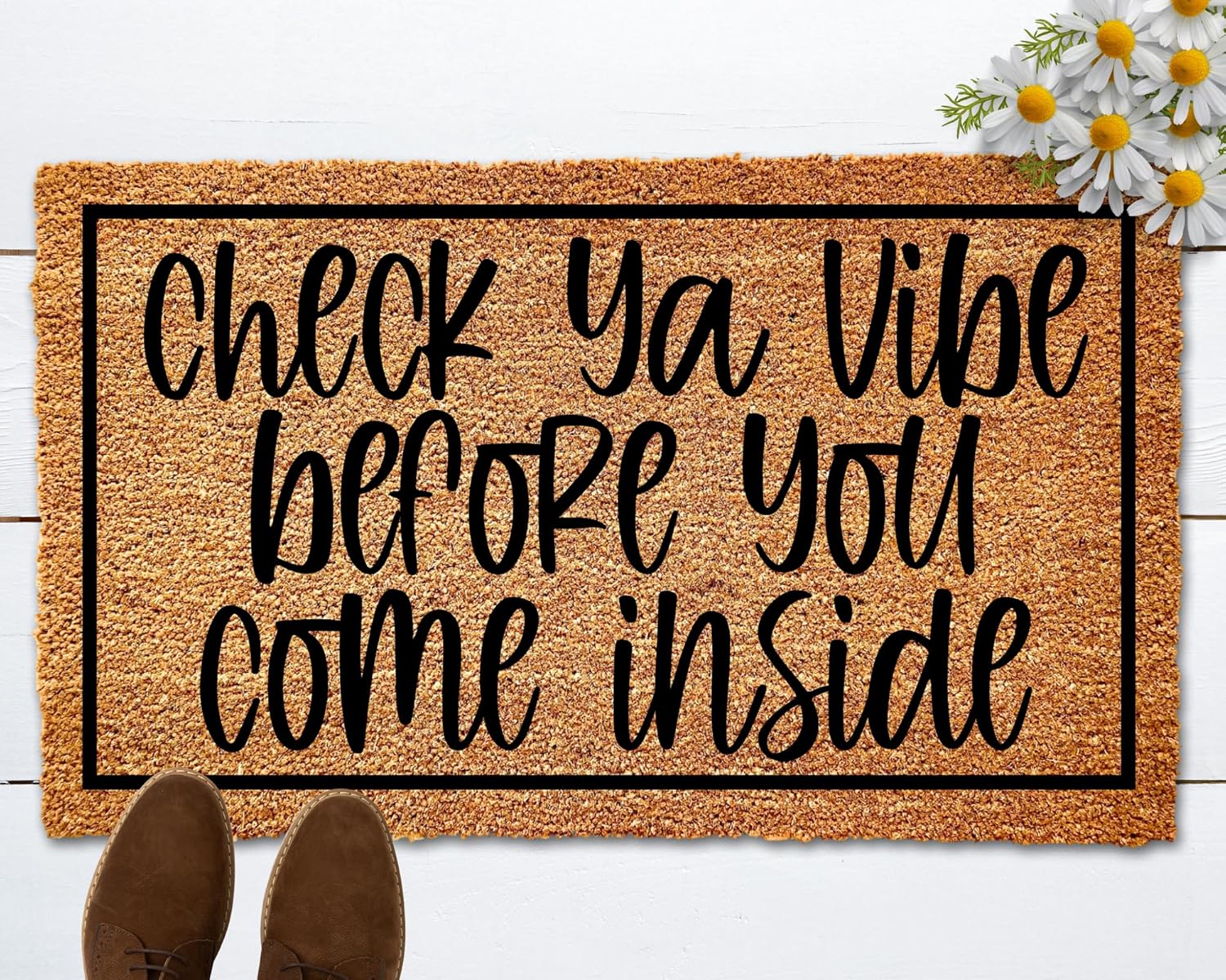 Check Ya Vibe Before You Come Inside Entrance Door Mat  Funny Gift  Funny Doormat  Closing Gift  Welcome Doormat  Front Door (24X16)