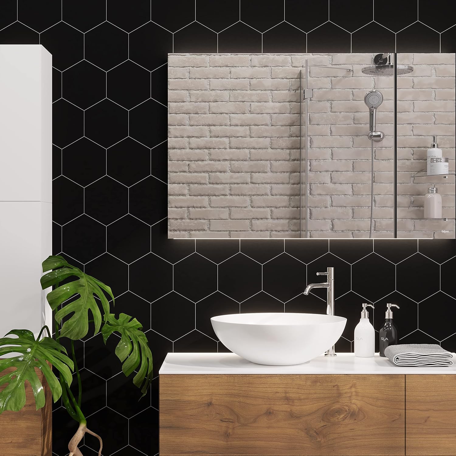 Avant Decor – Azulejos adhesivos tipo loseta en muro para pared, de cocina, hexagonales, grandes, de piedra, fácil instalación, 5 x 5 pulgadas,