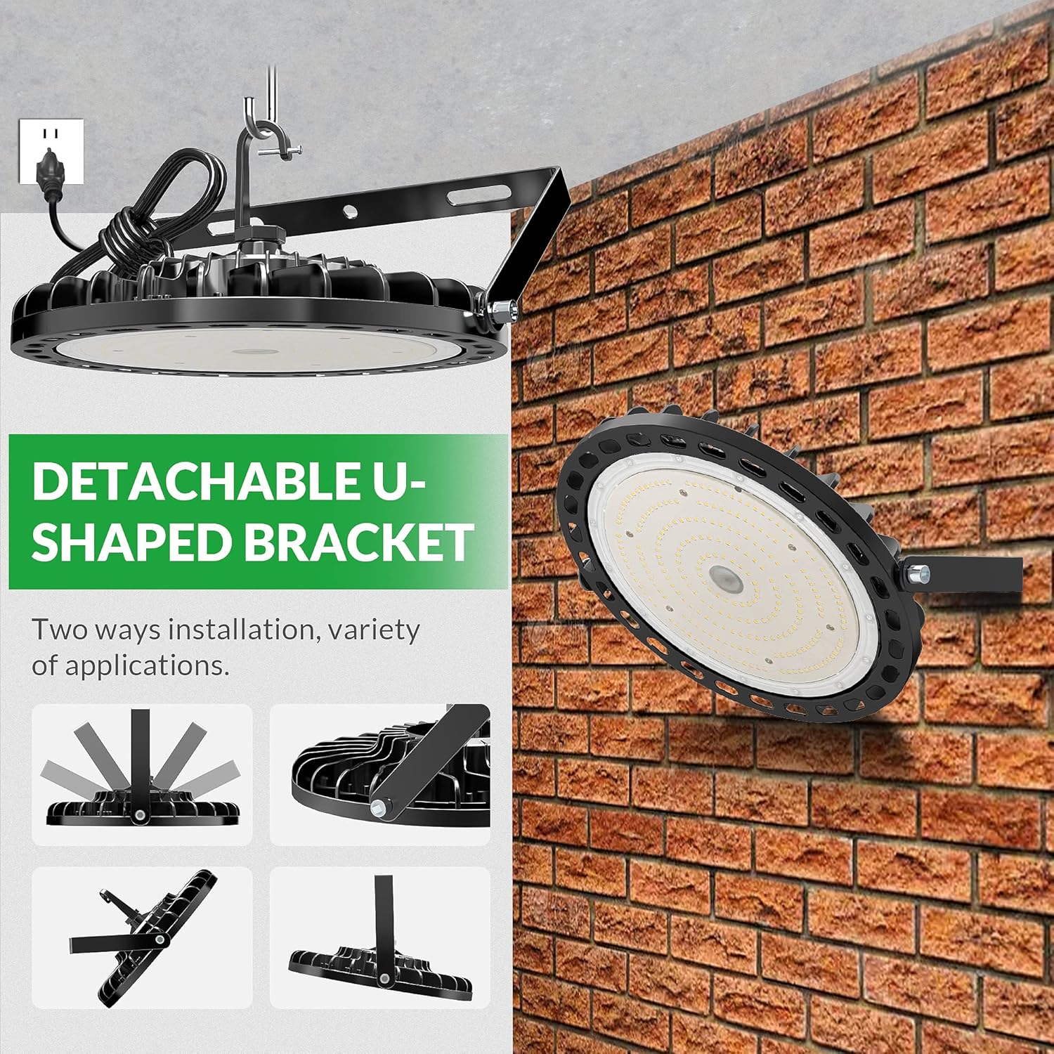 Flakeeper Luz LED de alta bahía de 150 W, 2 unidades, 22500 lm con enchufe de EE. UU., cable de 5 pies (150 LMW), luz diurna de 5000 K, impermeable,