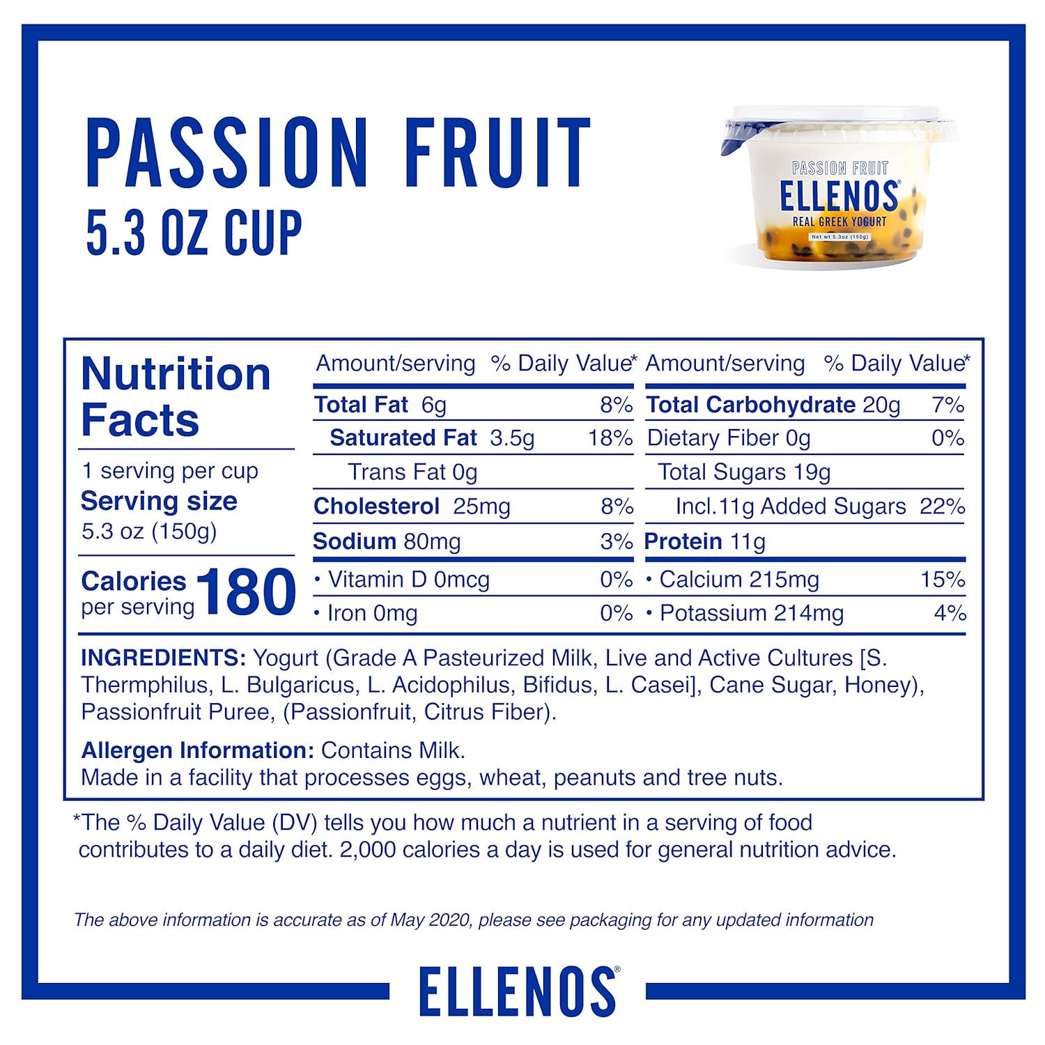 Ellenos Yogur, fruta de la pasión, 5.3 onzas