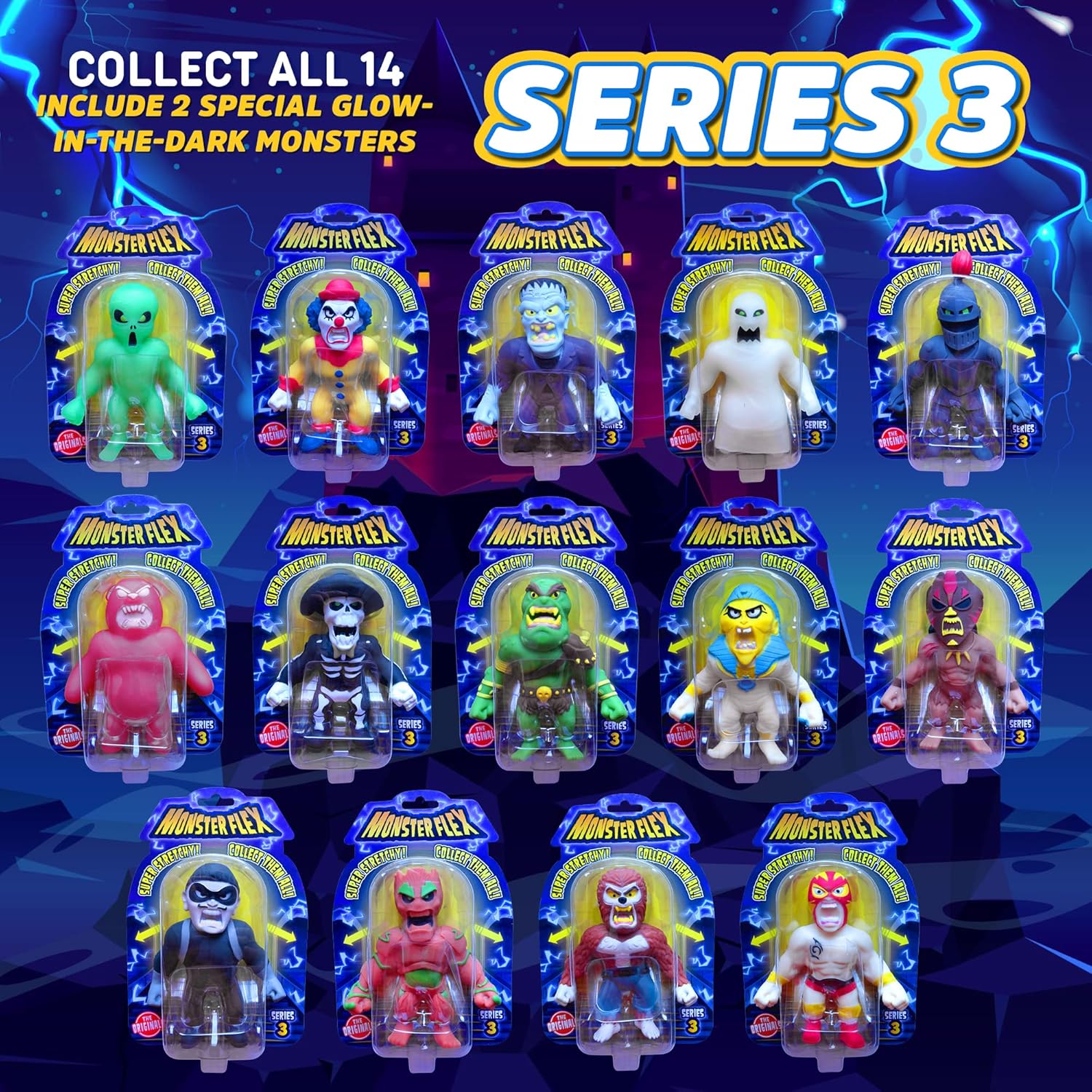 Monster Flex – Juguetes elásticos para niños y niñas, 14 monstruos elásticos espeluznantes únicos, juguetes elásticos monstruos para niños, regalo
