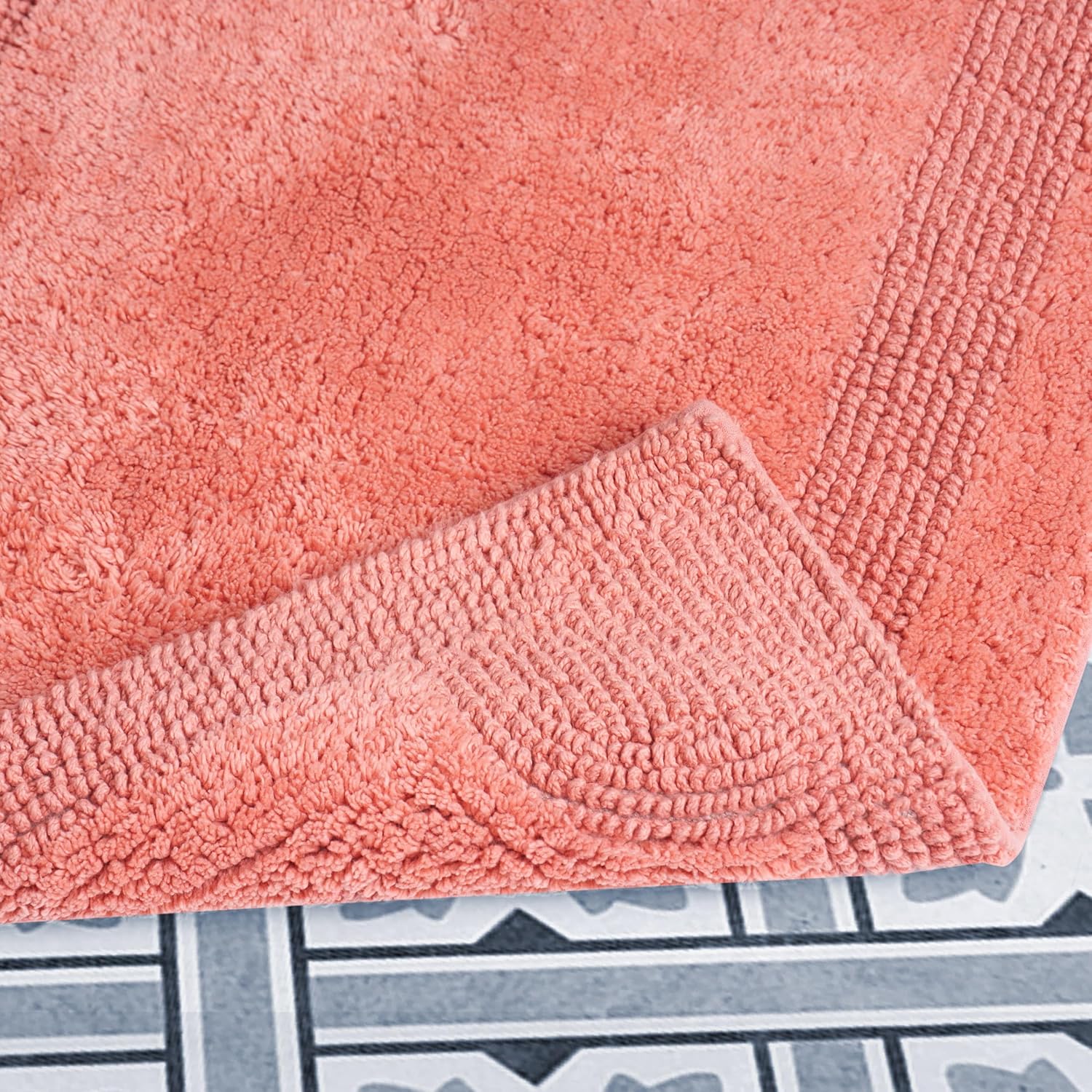 Laura Ashley Alfombra reversible de algodón de 17 x 24 pulgadas, color coral
