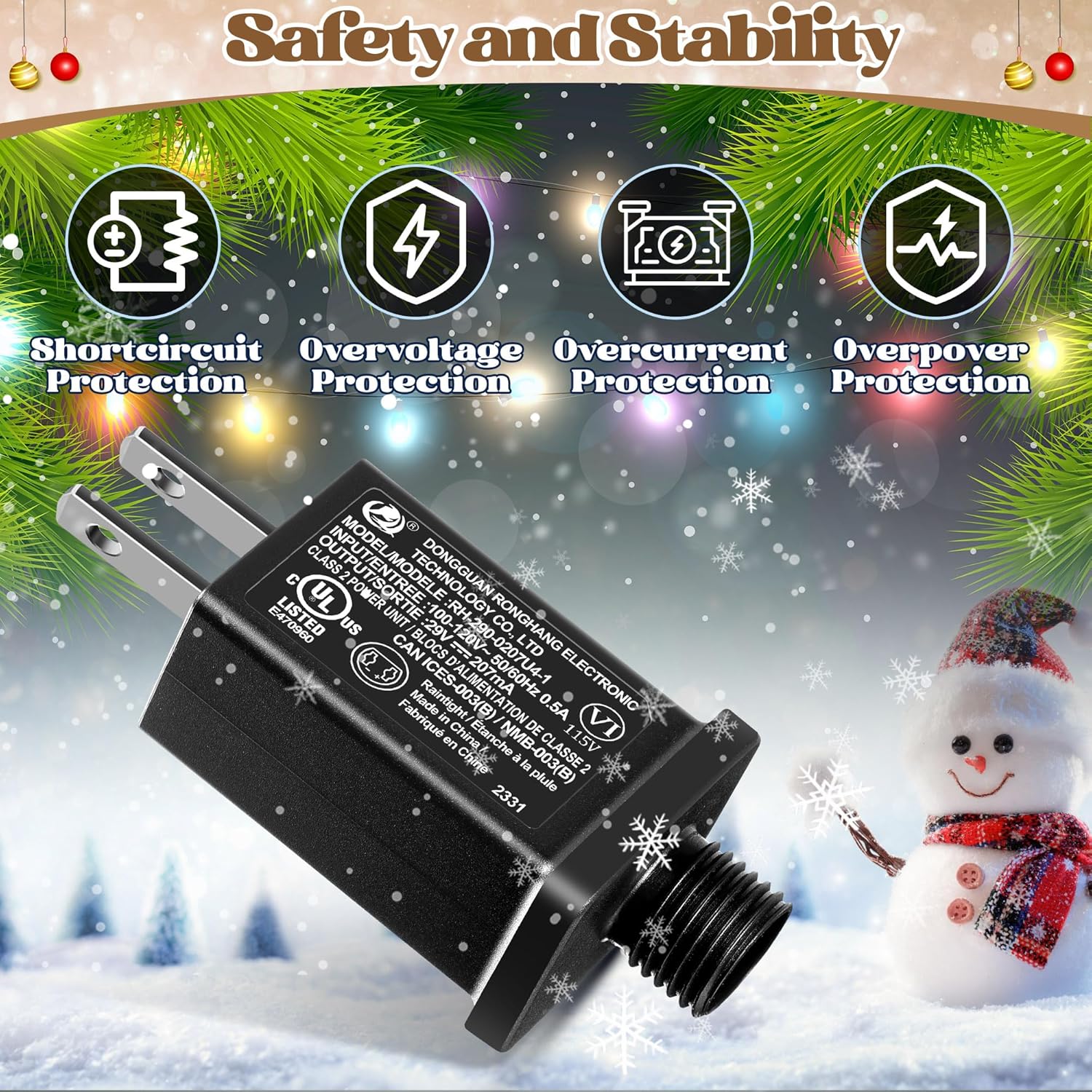 Feekoon 1 paquete de fuente de alimentación LED clase 2 29 V 6 W transformador LED, adaptador de enchufe impermeable IP44 de EE. UU., controlador
