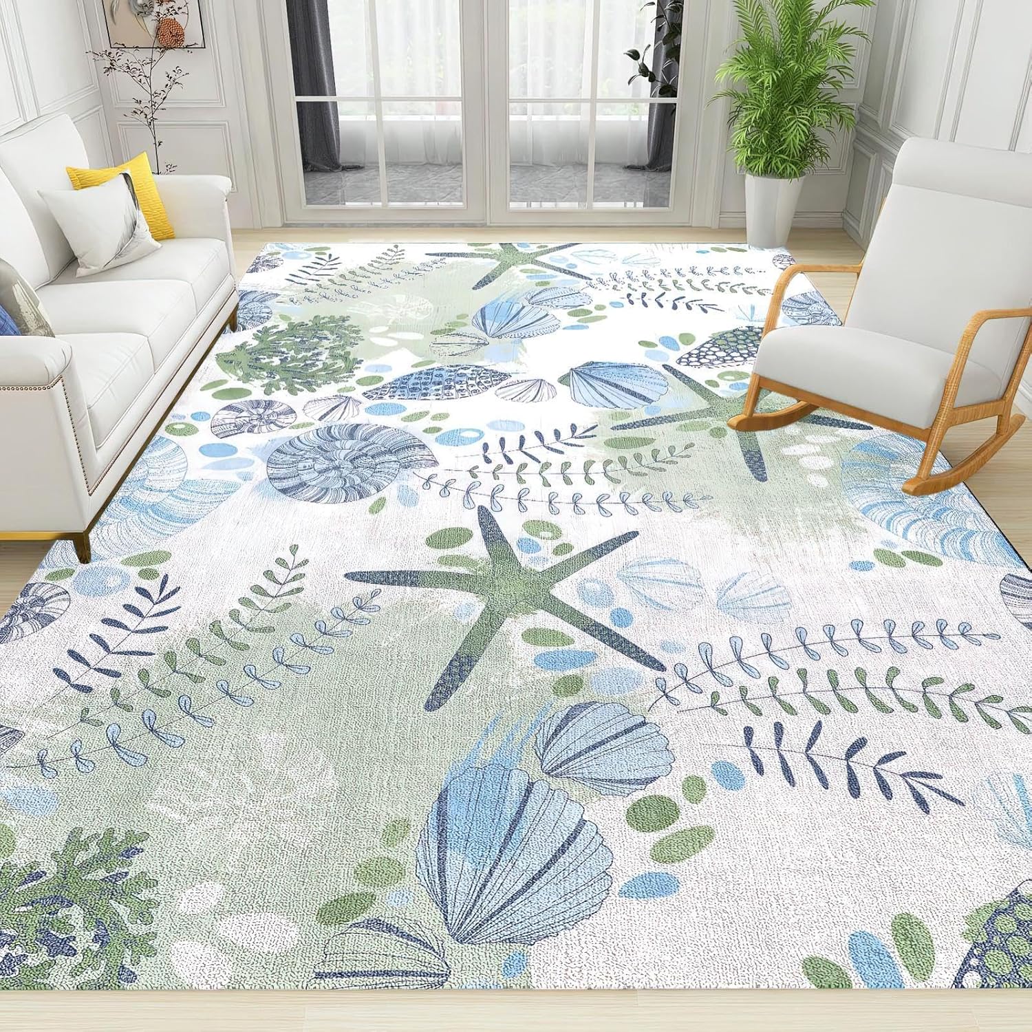 Alfombra náutica de área costera del océano, antideslizante para interiores, alfombra suave antideslizante para adolescentes, niñas, niños,