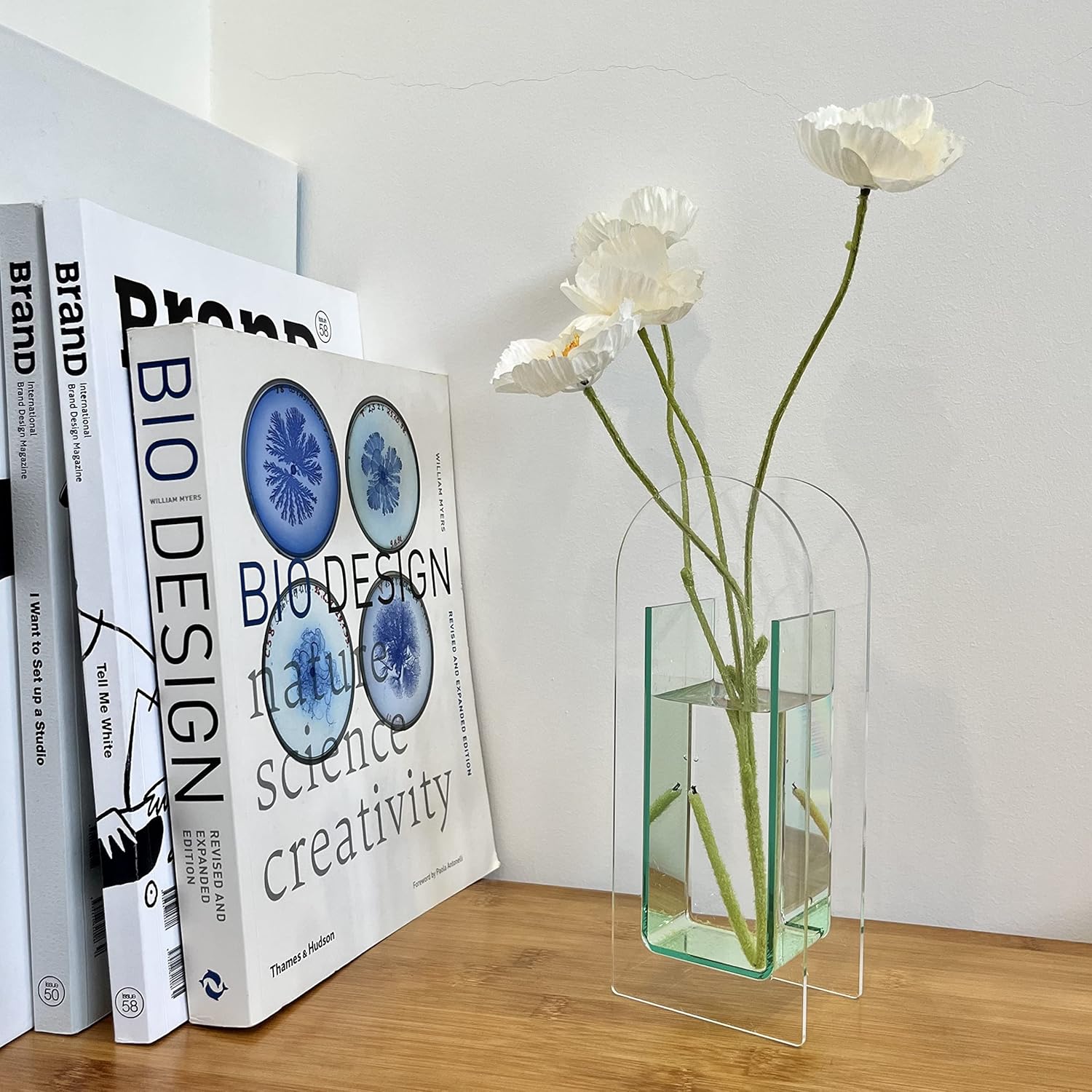 Florero de acrílico, soporte para brochas de maquillaje, elegante y moderno florero floral contemporáneo para decoración del hogar, centros de mesa,