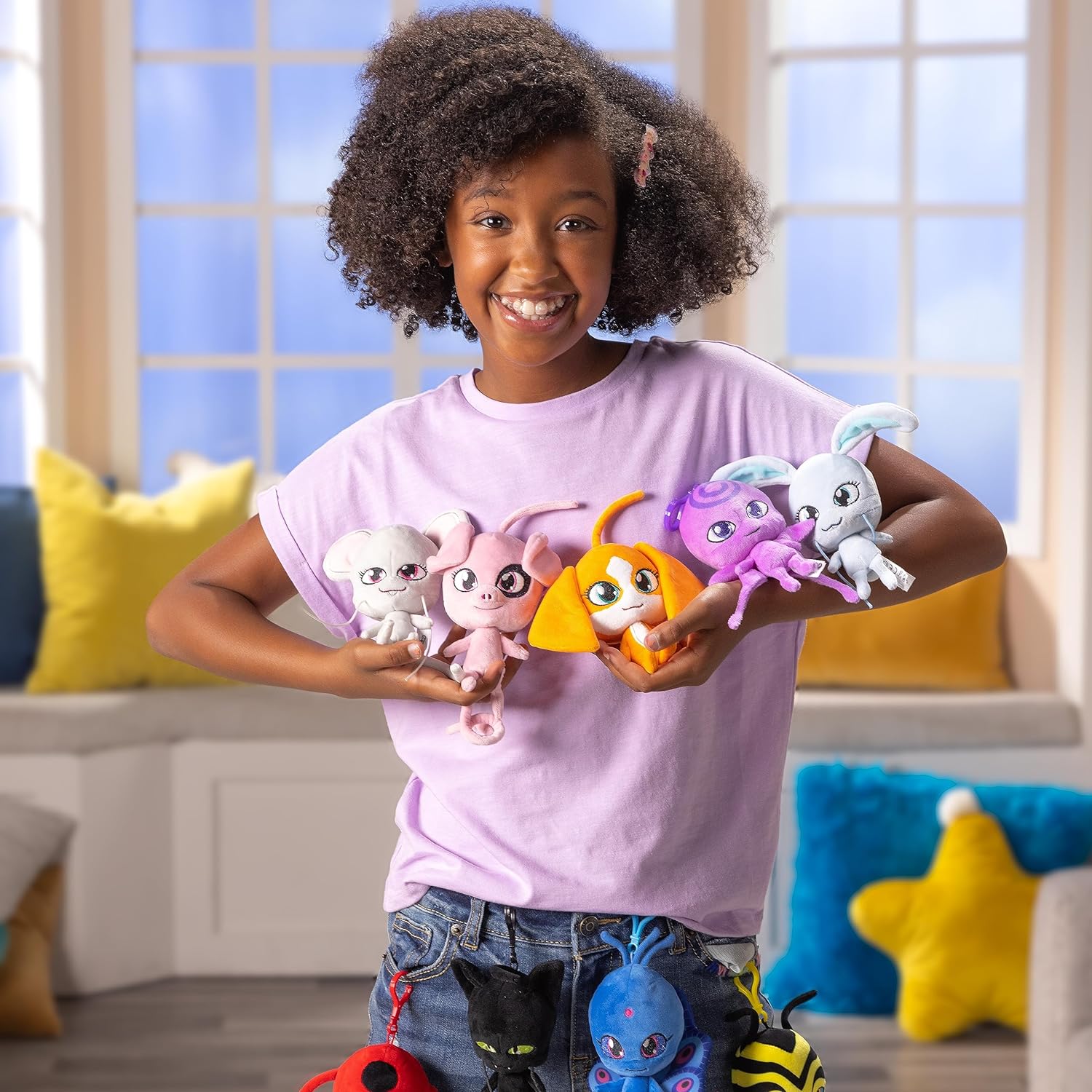 Miraculous Ladybug – Kwami Lifesize Daizzi, juguete de peluche de cerdo de 5 pulgadas con clip para niños, juguete de peluche coleccionable súper