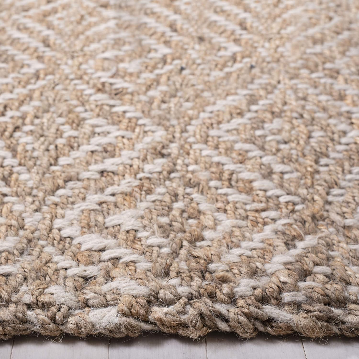 SAFAVIEH Alfombra de área de la colección de fibra natural, 5 x 8 pies, natural y marfil, hecha a mano de yute tejido bohemio, ideal para zonas de