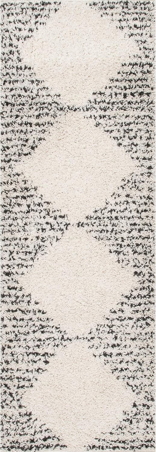 nuLOOM Scarlette – Alfombra abstracta de diamantes de 2 pies 8 pulgadas x 8 pies, color blanco roto
