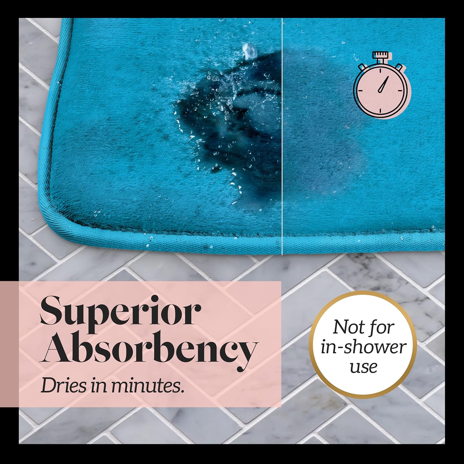 Genteele – Tapetes de baño antideslizantes, color mar Caribe, 20 x 32 pulgadas y de secado rápido, alfombras de espuma viscoelástica