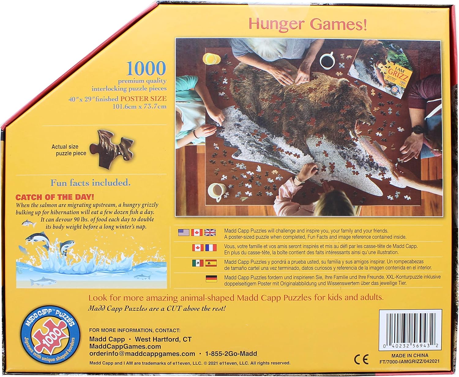 Madd Capp Puzzles – I AM Grizz – Rompecabezas de 1000 piezas con forma de animal, multicolor