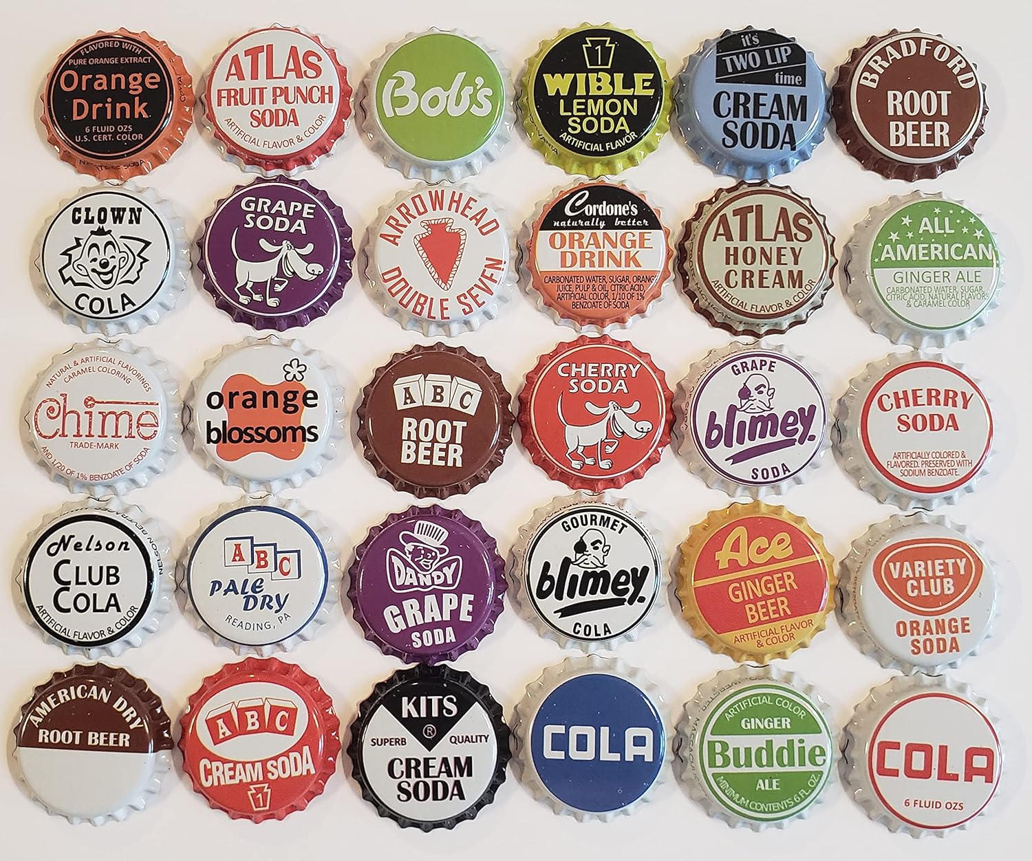 500 tapas para botellas de soda, mezcla aleatoria, Vintage Classic Brands Soda Pop surtido múltiple de 1.25 pulgadas (1.250 in)