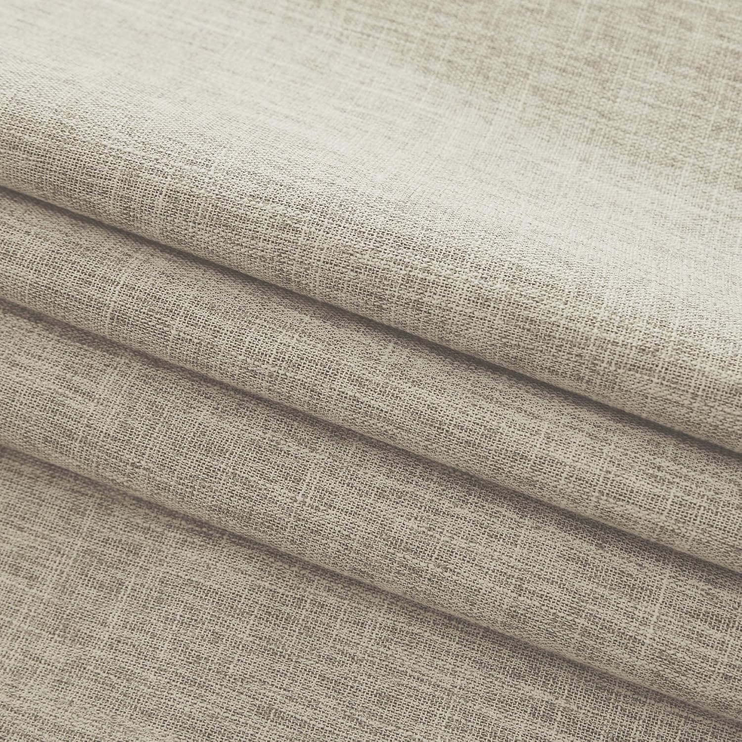 INLINAS Cortinas opacas con textura de nudos de bambú de lino de 52 x 84 pulgadas, 100% bloqueo de luz, tela de triple capa beige con ruido, pestaña