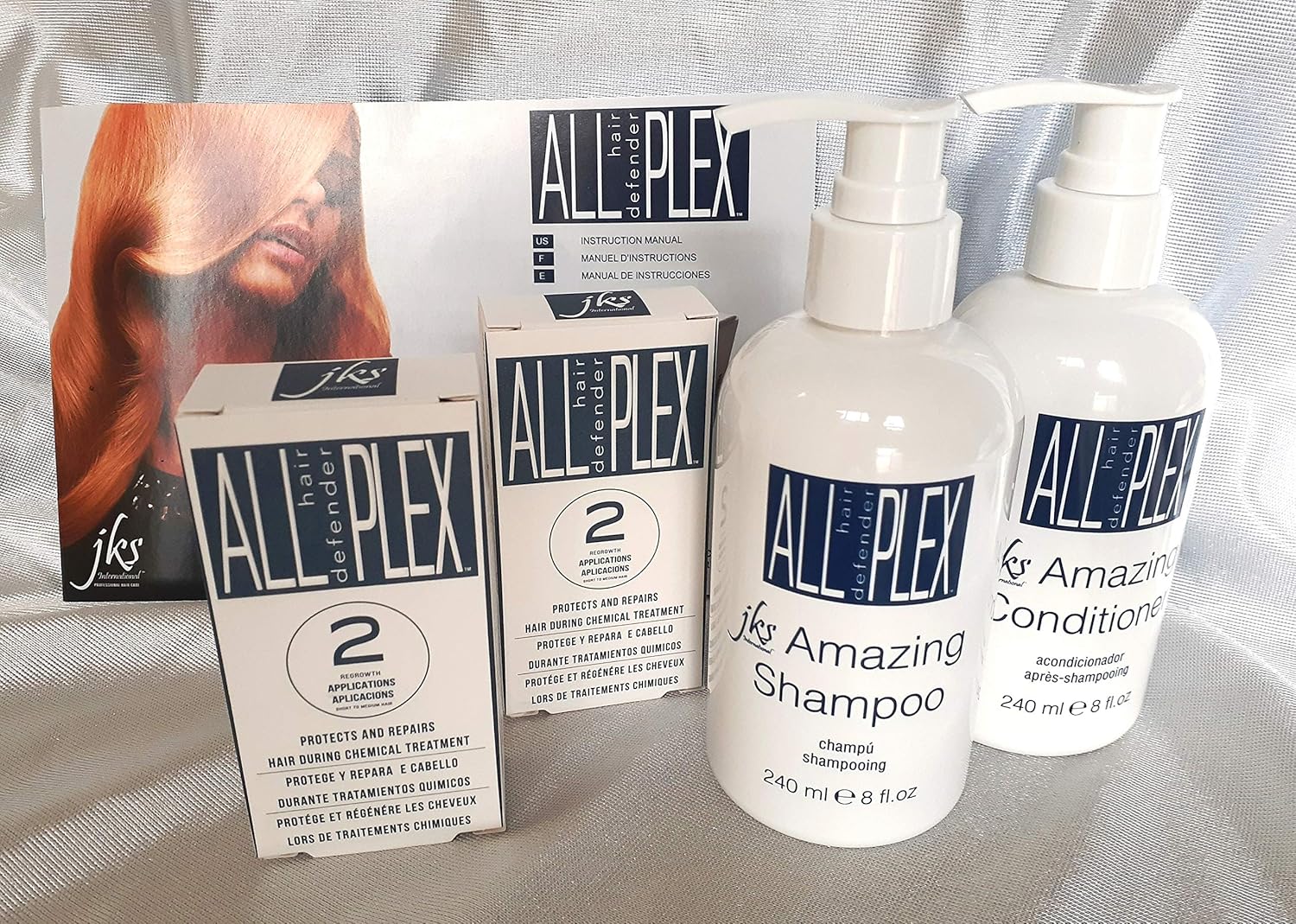ALL hd PLEX Bundle 4 Artículos 2 Kits de 2 Aplicación ALL hd PLEX Tratamiento con Amazing Shampoo 8oz y Amazing Conditioner 8oz. Tecnología de