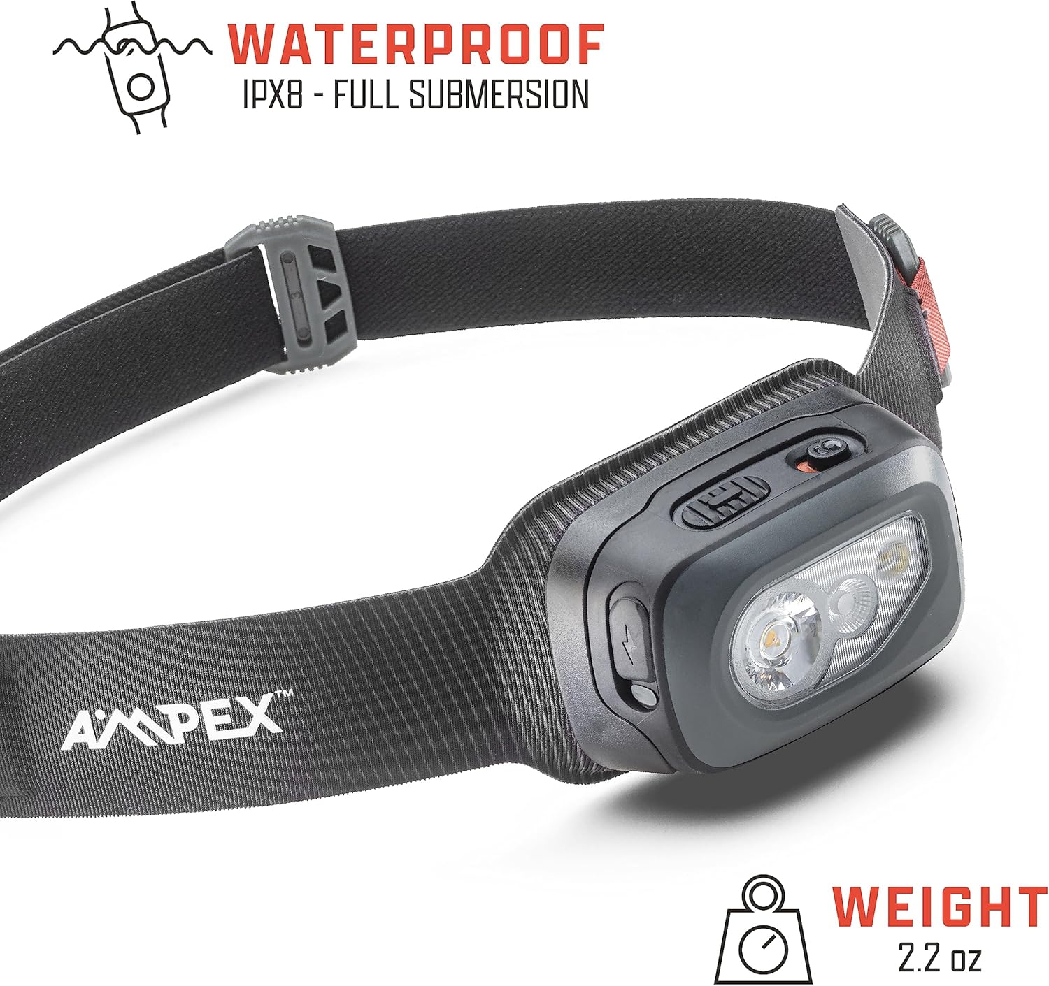 AMPEX Lámpara de cabeza, cómoda, impermeable, recargable con LED brillante, larga duración y modo rojo. Lámparas LED ideales recargables para uso en