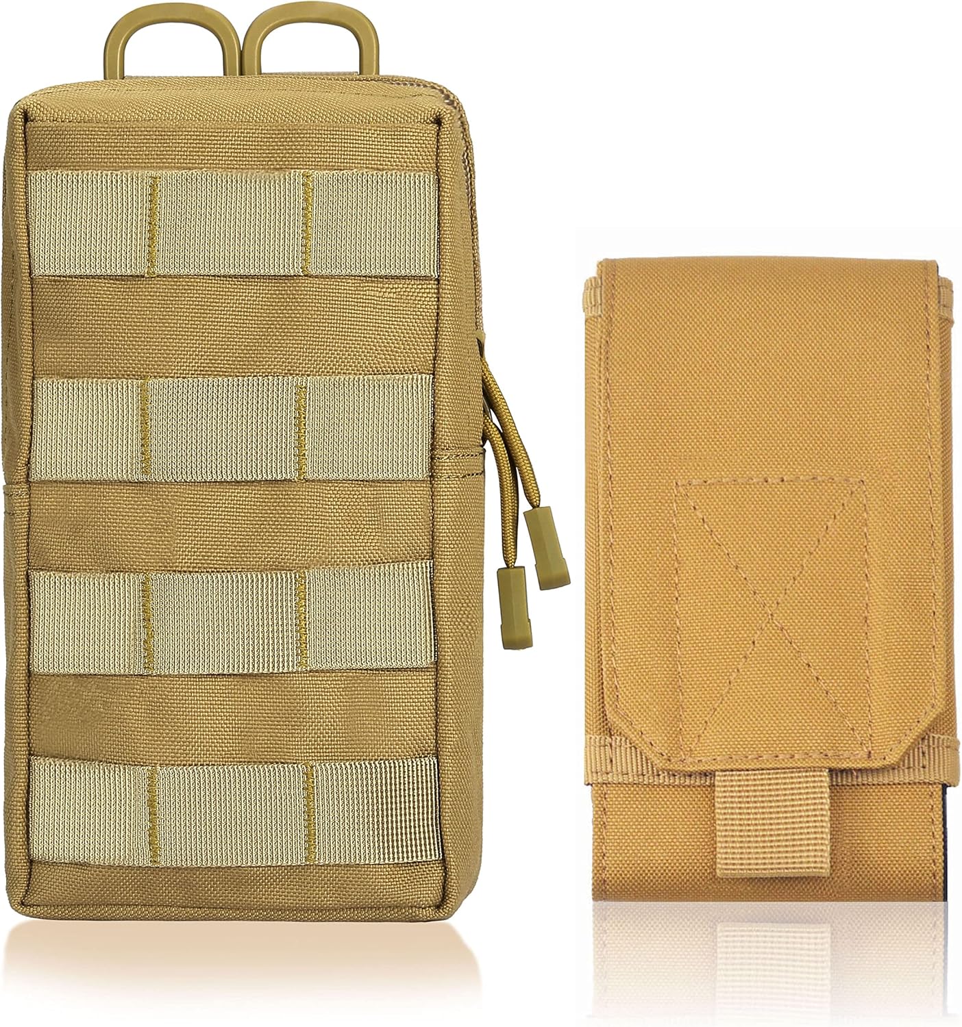 PanbooX Paquete de 2 bolsas tácticas Molle compactas Utilidad EDC Riñonera Pack Cinturón Bolsa Teléfono