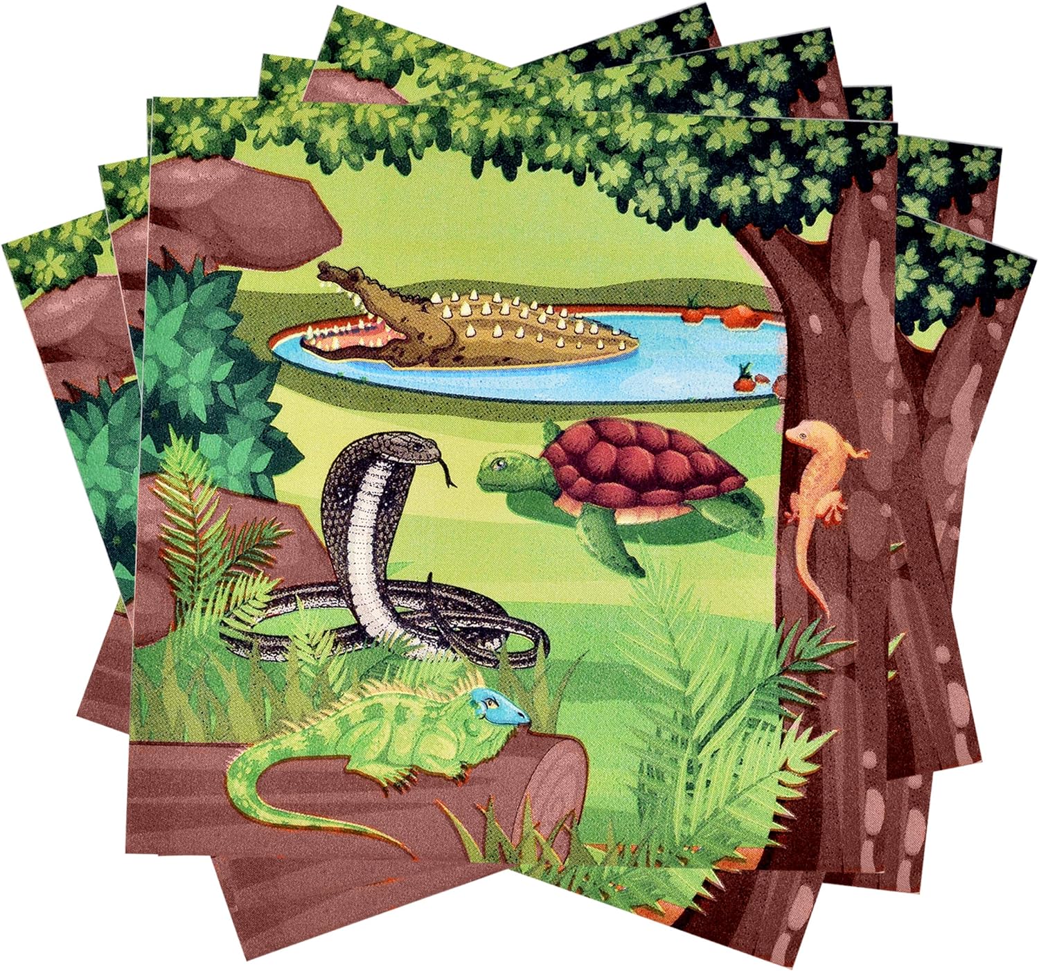 Set de suministros para fiestas de serpiente de lagarto de reptil, 24 platos de papel de 24 platos de 24 7 pulgadas, 24 tazas de 9 onzas y 50